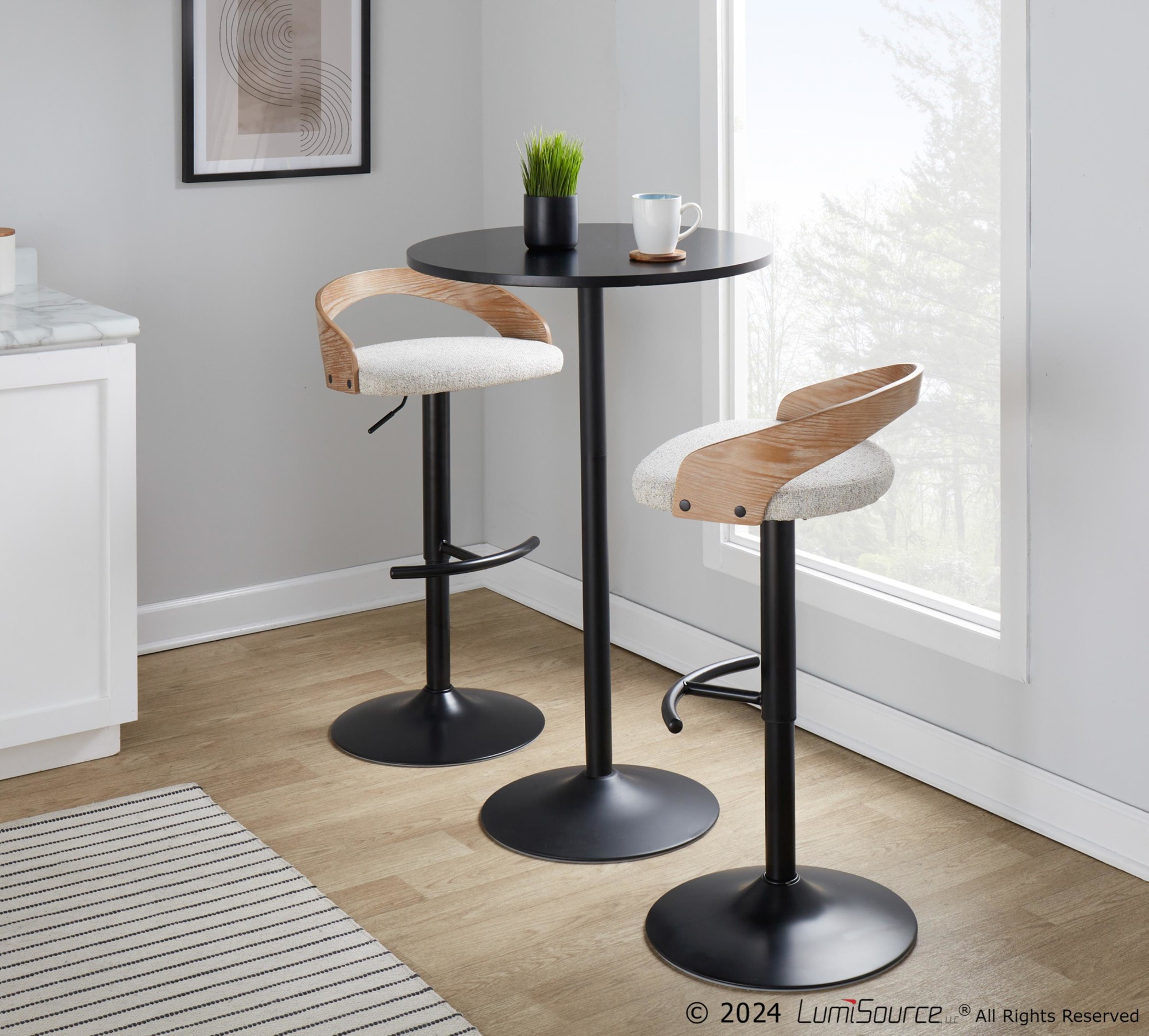Grotto-Adjustable-Oat-Fabric-Swivel-Contemporary-Barstools-Set-of-2