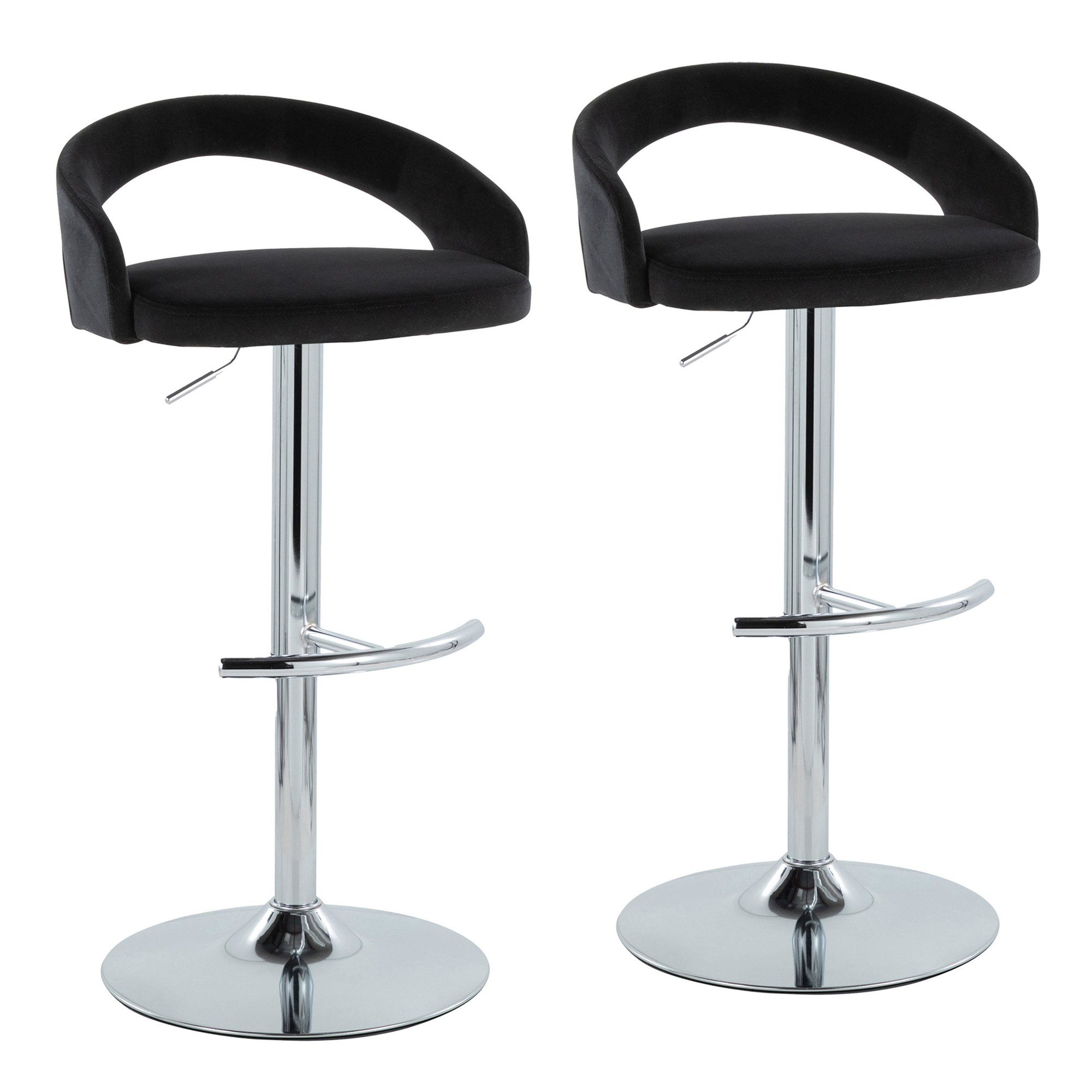 Grotto-Black-Velvet-Chrome-Contemporary-Adjustable-Barstools-Set-of-2-2