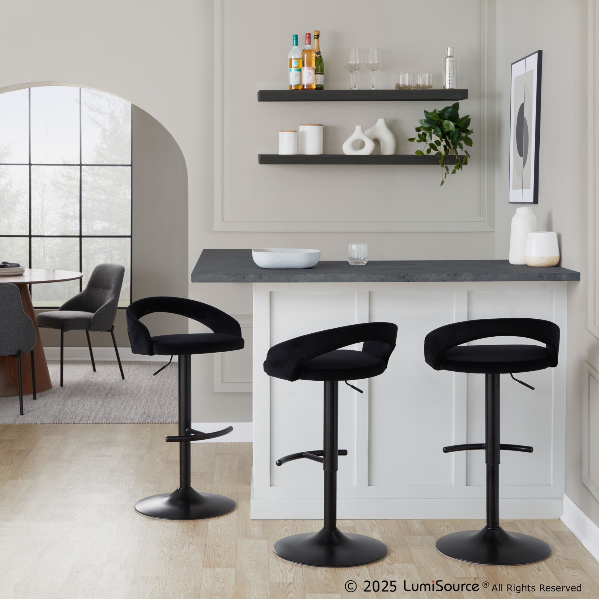 Grotto-Black-Velvet-Contemporary-Adjustable-Barstools-Set-of-2