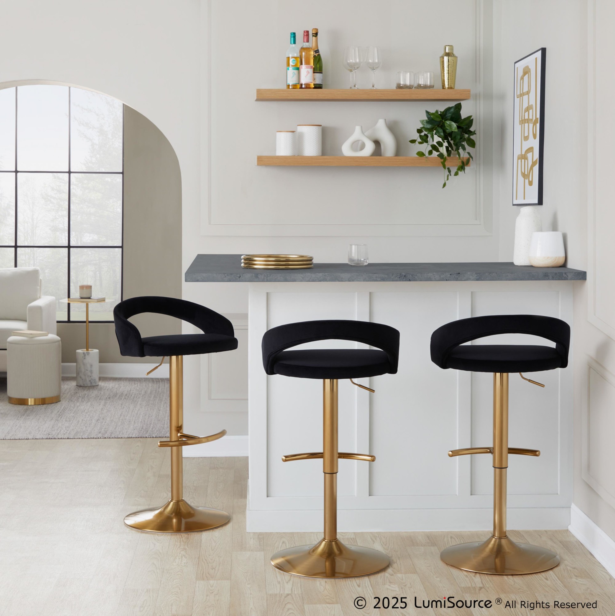 Grotto-Black-Velvet-Gold-Contemporary-Adjustable-Barstools-Set-of-2-1