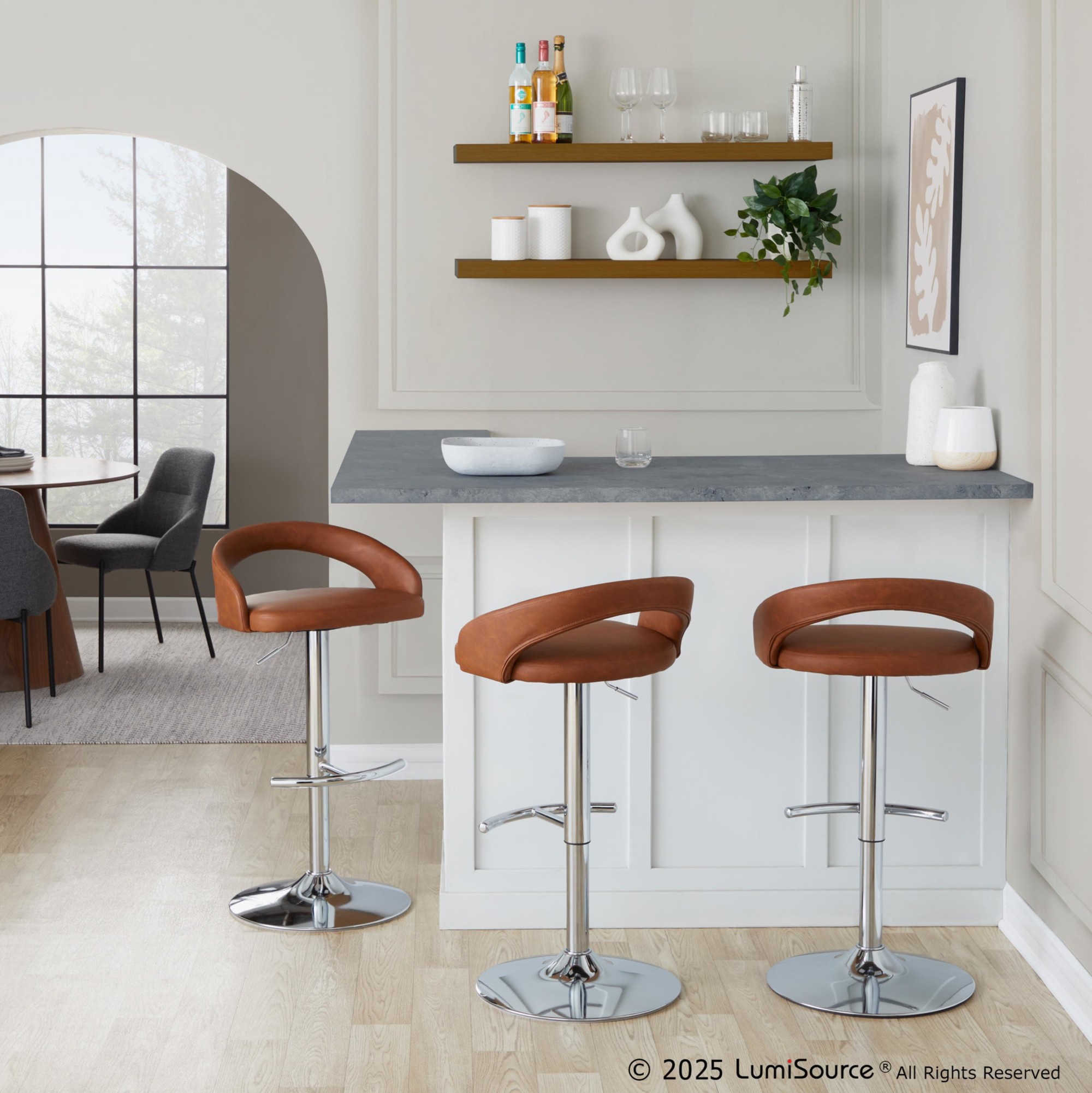 Grotto-Camel-Faux-Leather-Chrome-Adjustable-Contemporary-Barstools-Set-of-2