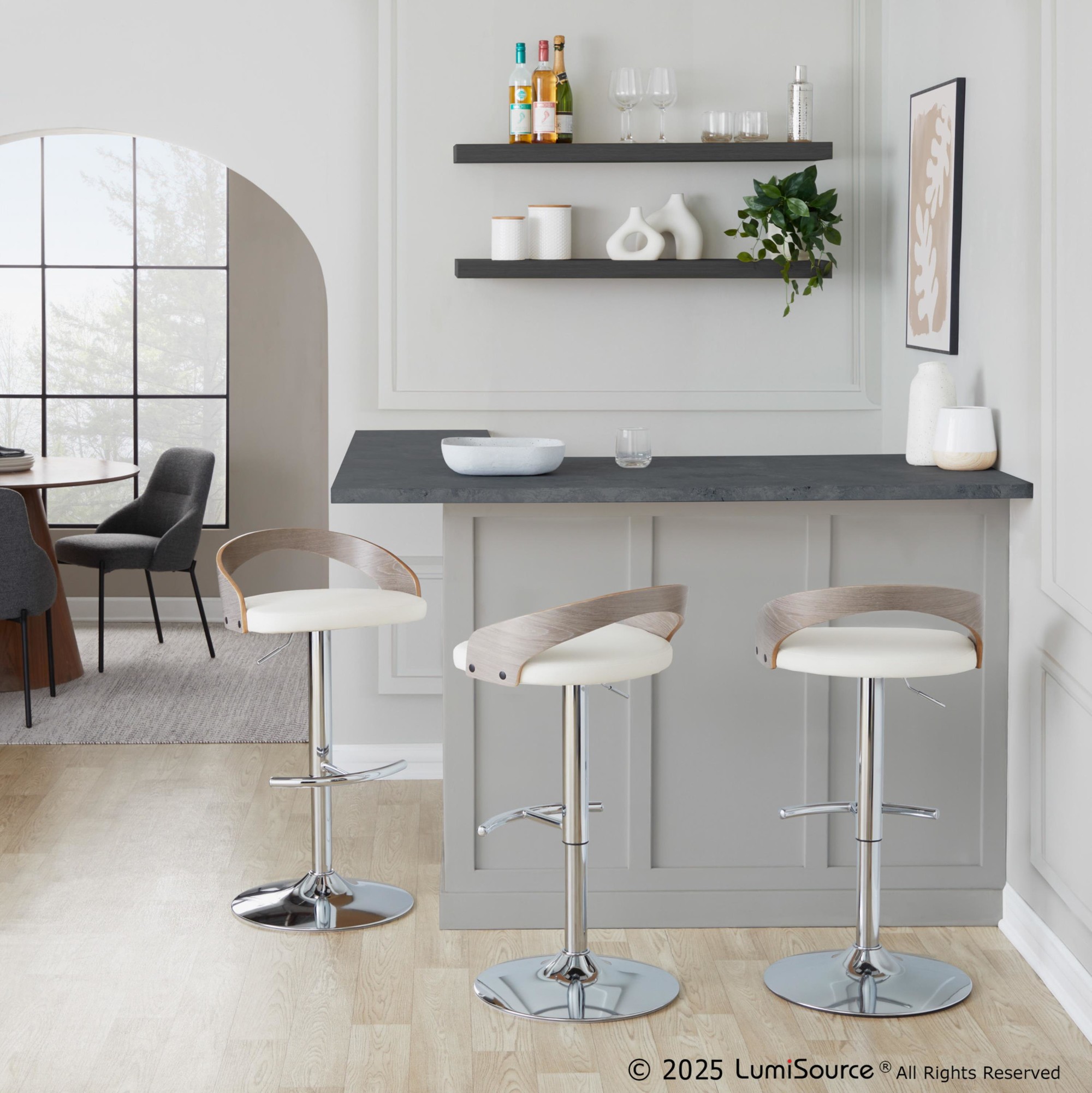 Grotto-Contemporary-Adjustable-Swivel-Barstool-WhiteGrey-Set-of-2