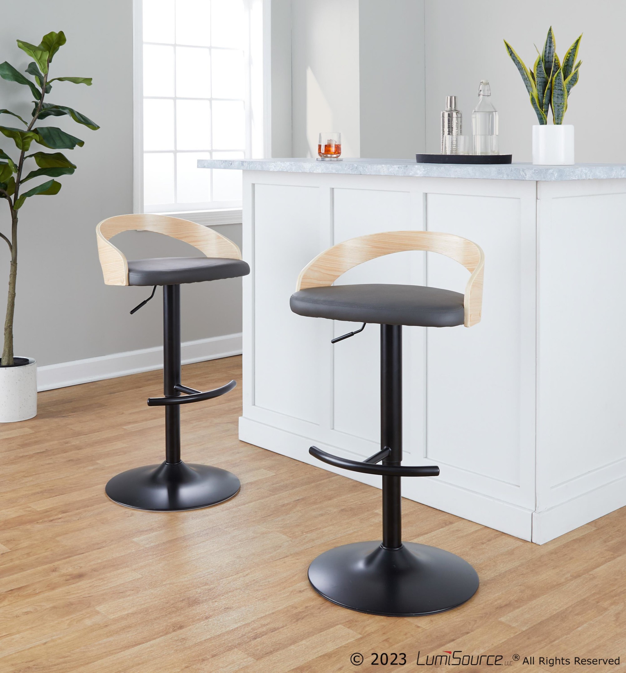 Grotto-Contemporary-Grey-Faux-Leather-Adjustable-Swivel-Barstool-Set-of-2