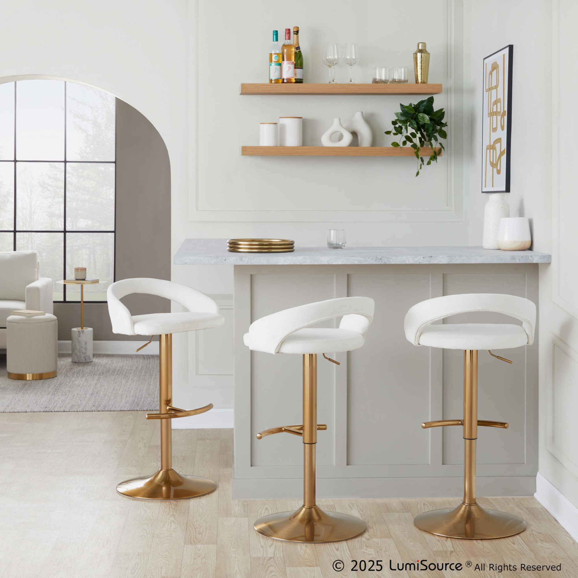 Grotto-Gold-White-Velvet-Contemporary-Adjustable-Barstool-Set-of-2