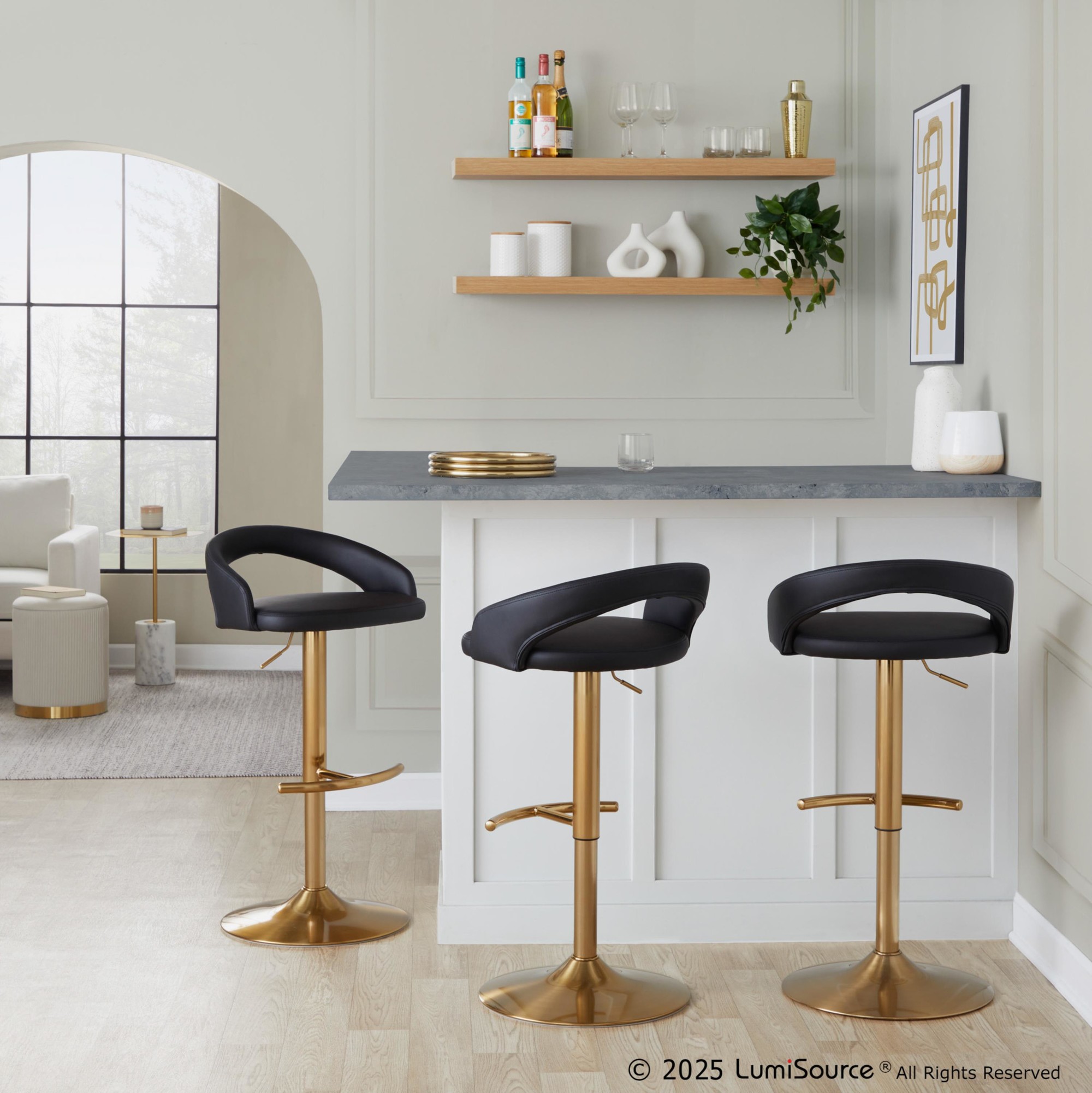 Grotto-Gold-and-Black-Adjustable-Contemporary-Barstools-Set-of-2