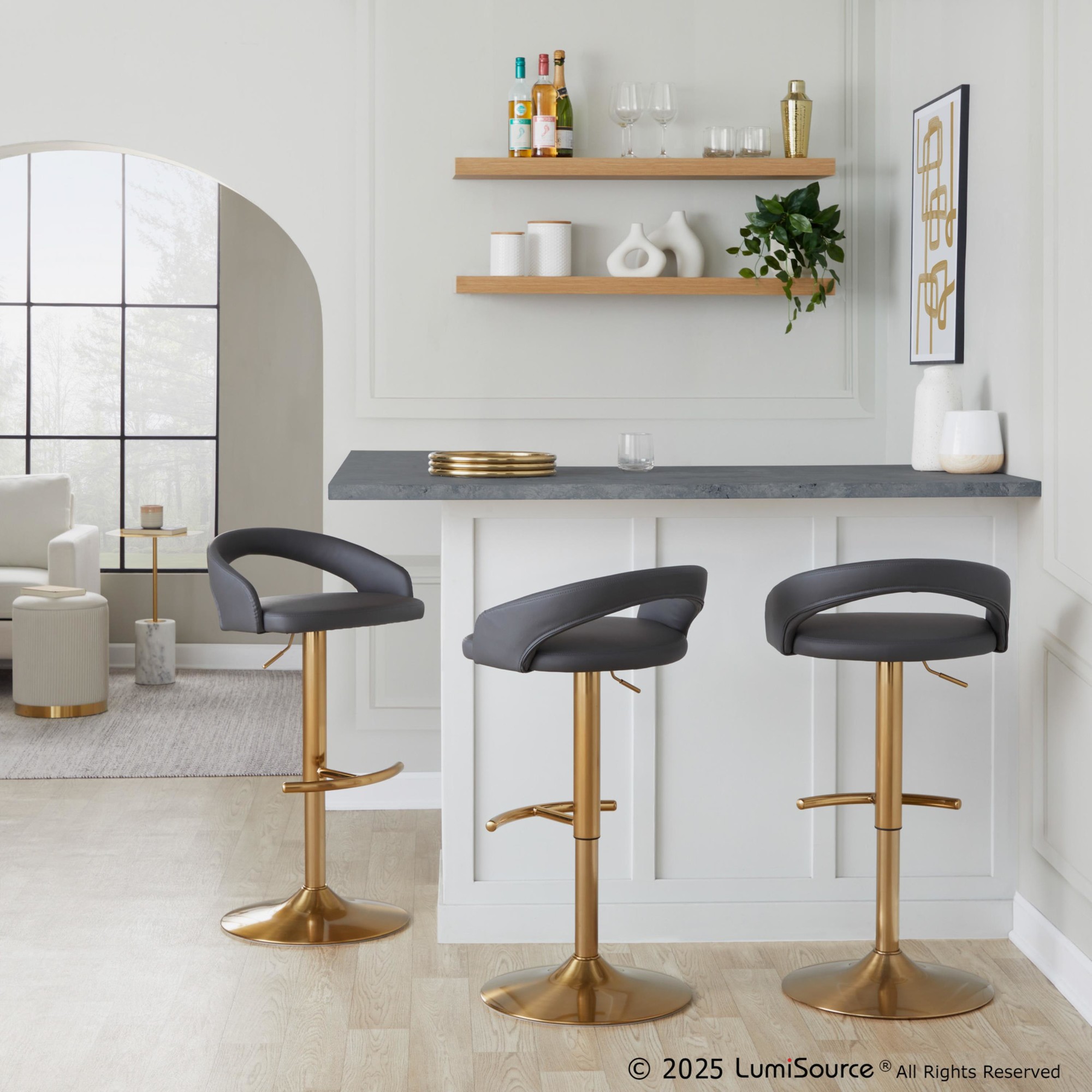 Grotto-Grey-Faux-Leather-Gold-Contemporary-Adjustable-Barstools-Set-of-2