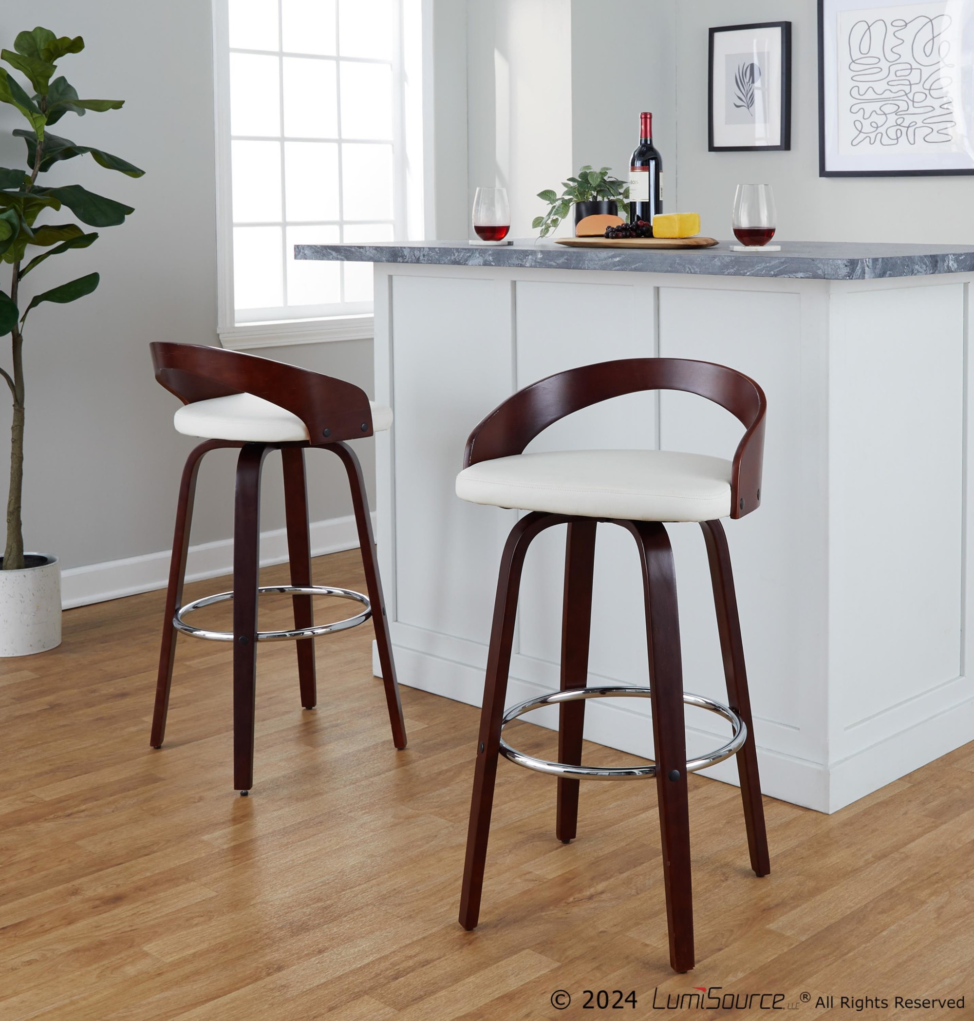 Grotto-Mahogany-White-Swivel-Mid-Century-Modern-Bar-Stool-Set-of-2-3