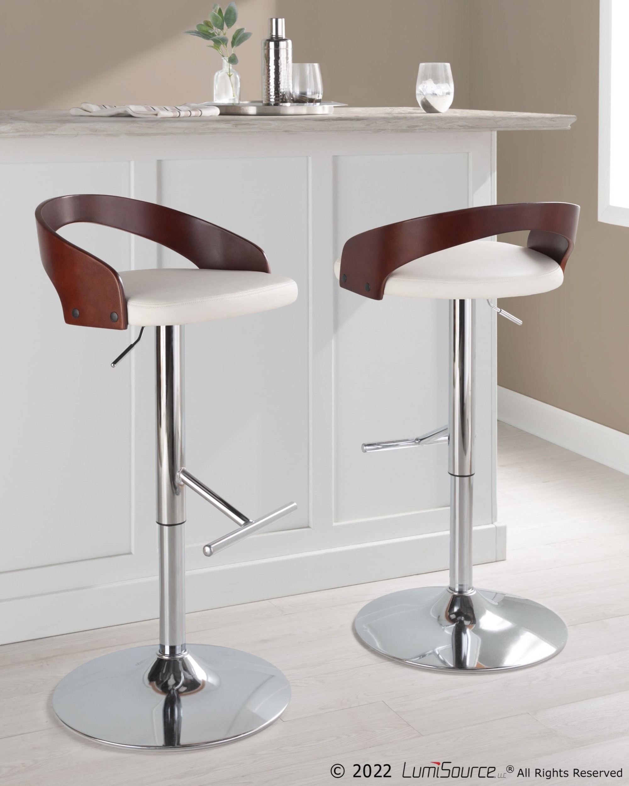 Grotto-Mid-Century-Adjustable-Swivel-Barstools-White-Chrome-Set-of-2-Set-of-2