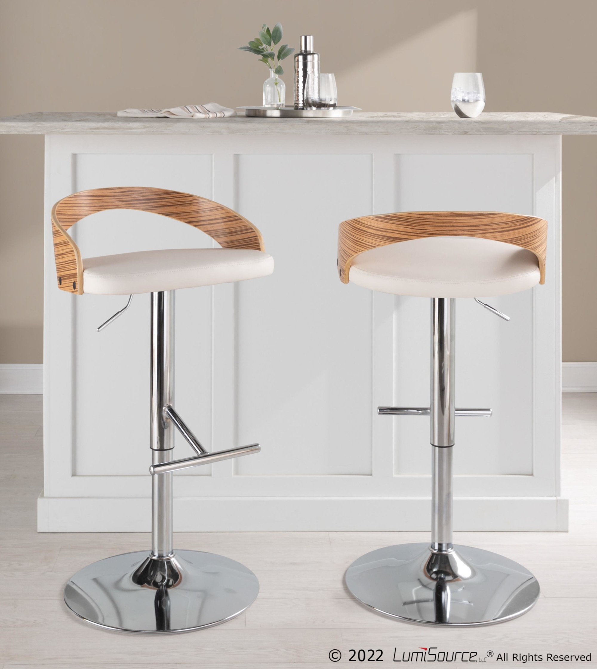 Grotto-Mid-Century-Modern-Adjustable-Chrome-Barstool-ZebraWhite-Set-of-2