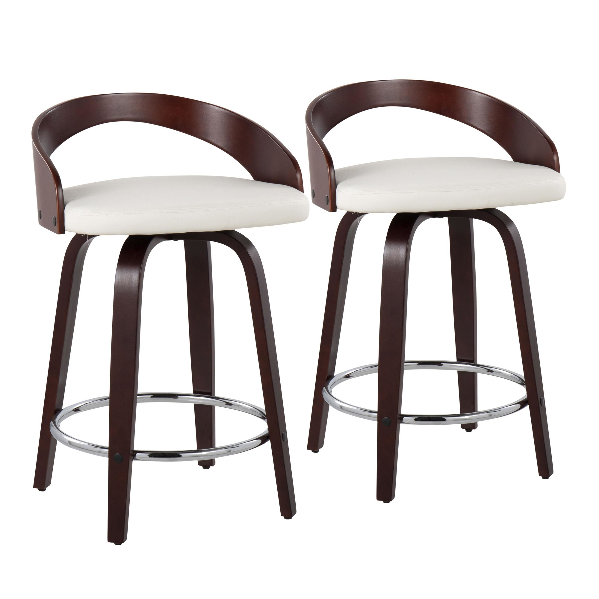 Grotto-Mid-Century-Modern-Swivel-Counter-Stool-Mahogany-White-Set-of-2-1