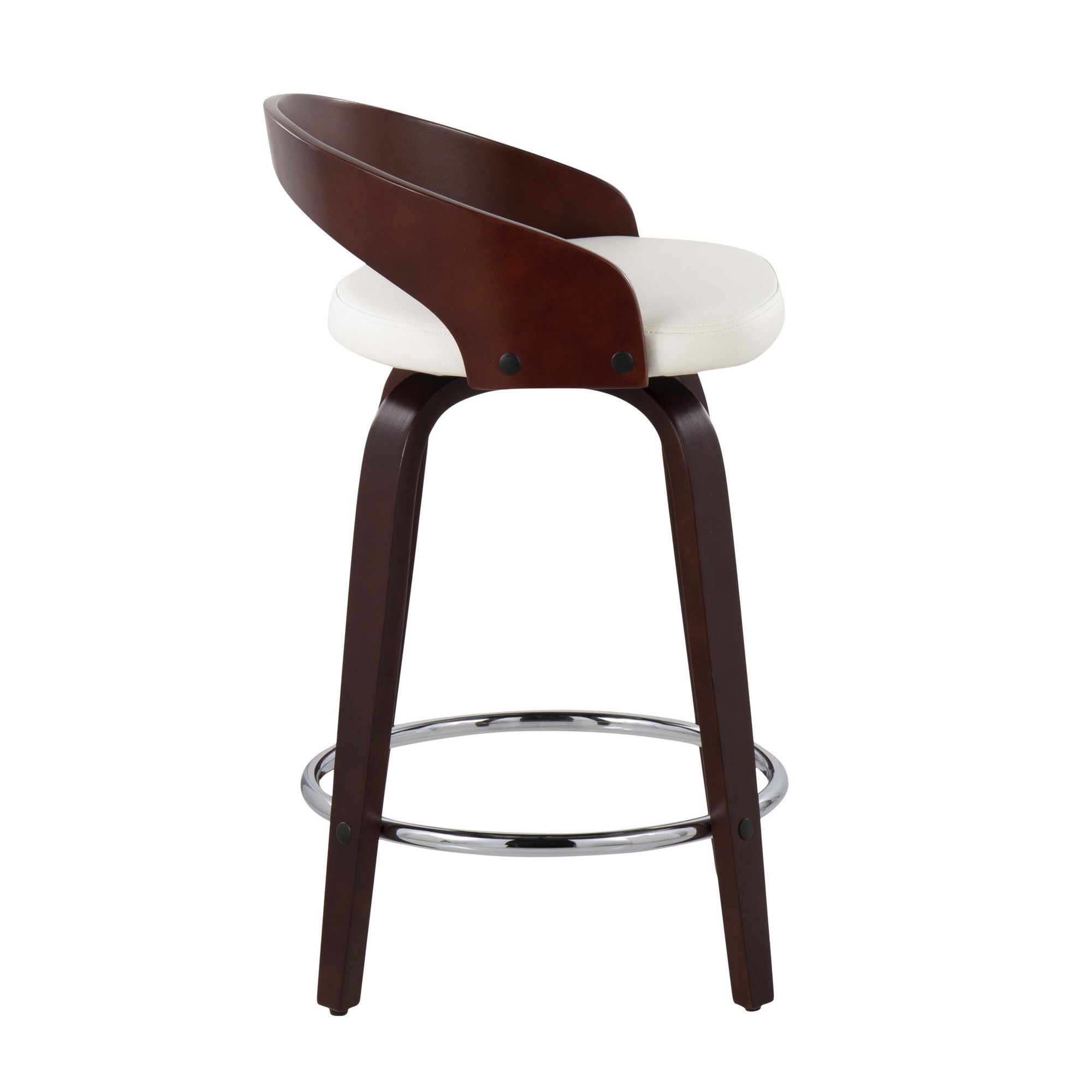 Grotto-Mid-Century-Modern-Swivel-Counter-Stool-Mahogany-White-Set-of-2-3