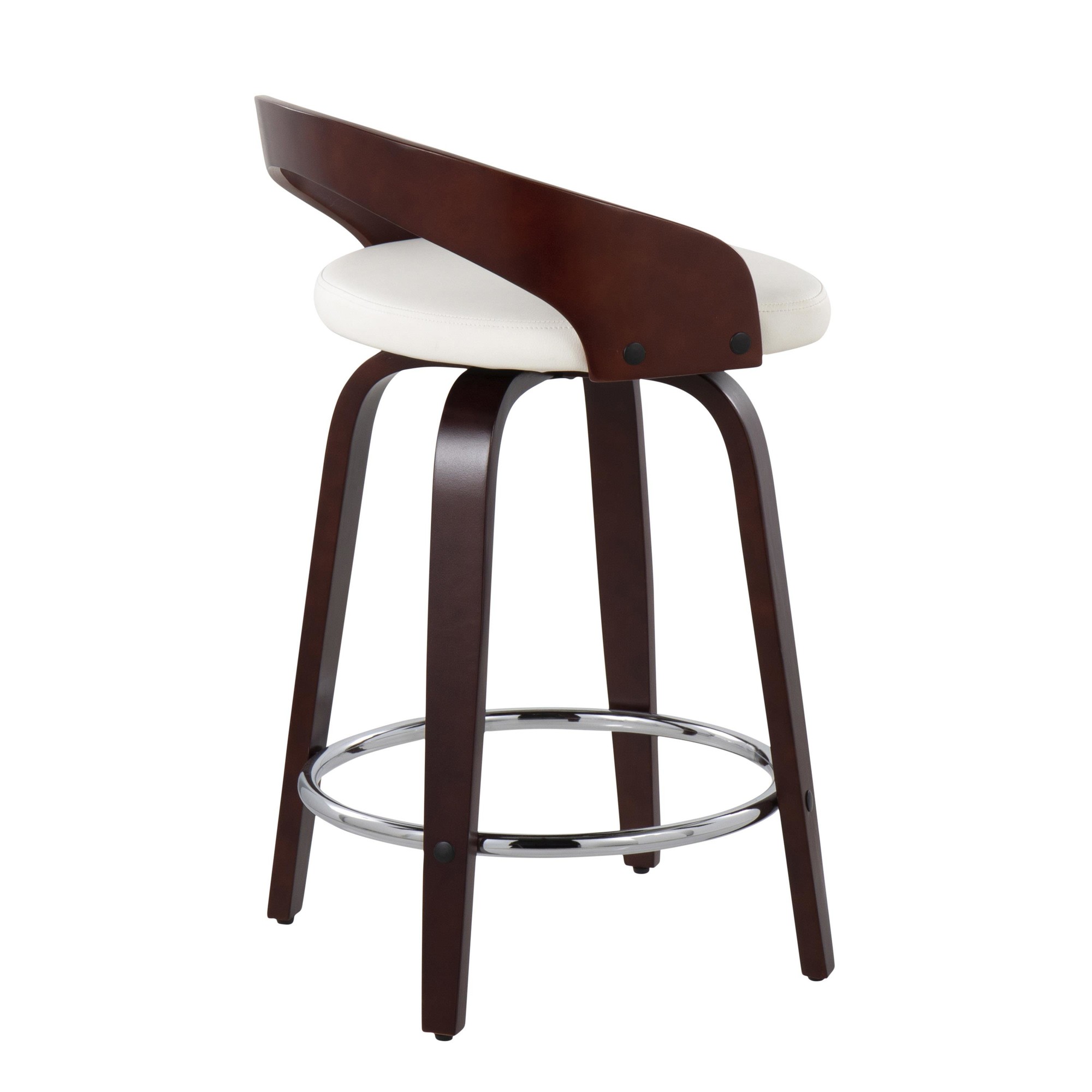 Grotto-Mid-Century-Modern-Swivel-Counter-Stool-Mahogany-White-Set-of-2-4