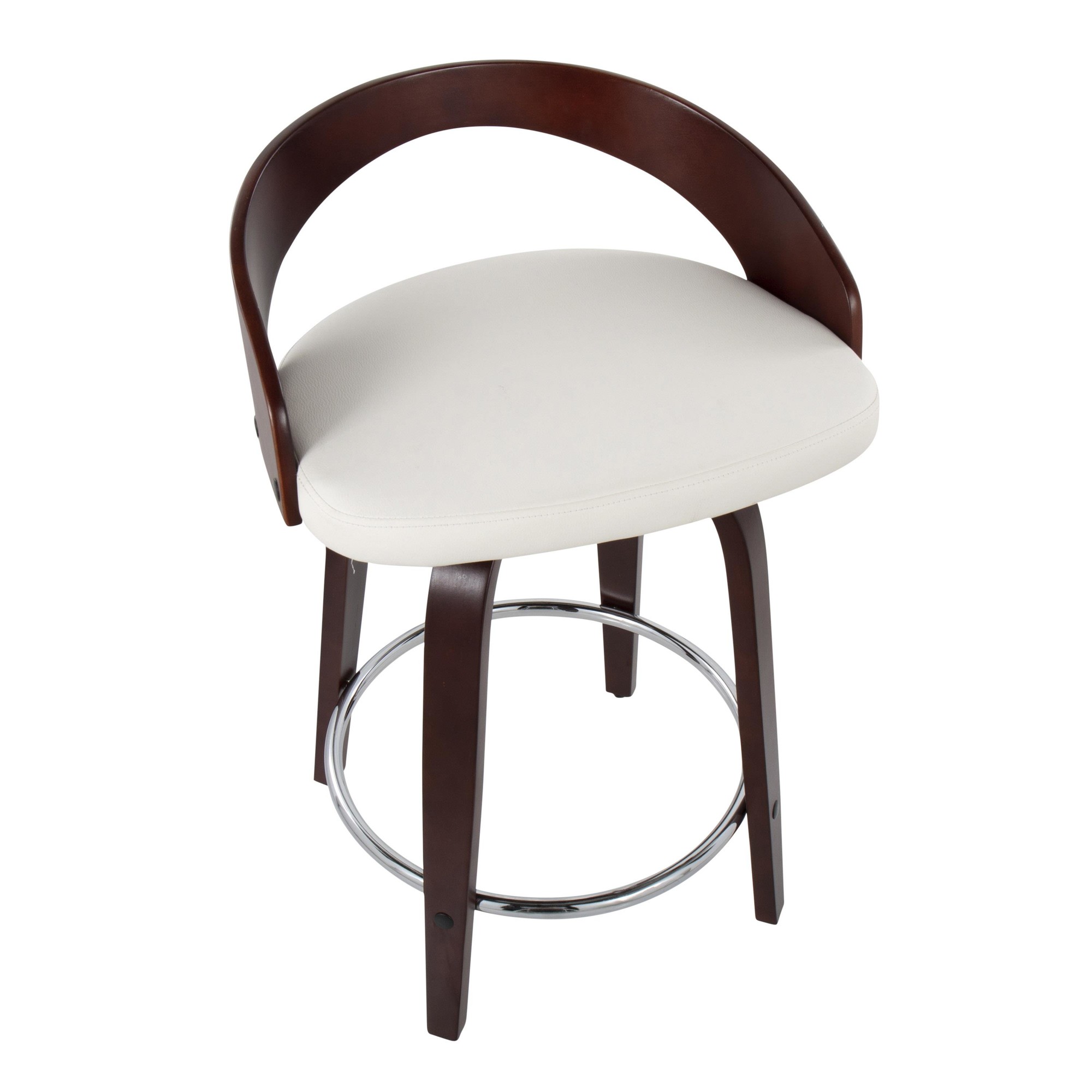 Grotto-Mid-Century-Modern-Swivel-Counter-Stool-Mahogany-White-Set-of-2-7