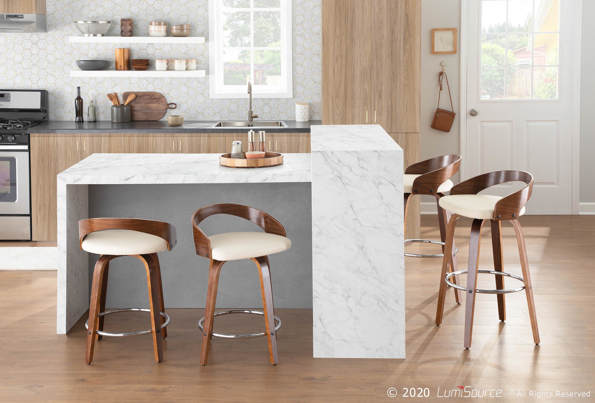 Grotto-Walnut-Cream-Swivel-Mid-Century-Modern-Barstools-Set-of-2