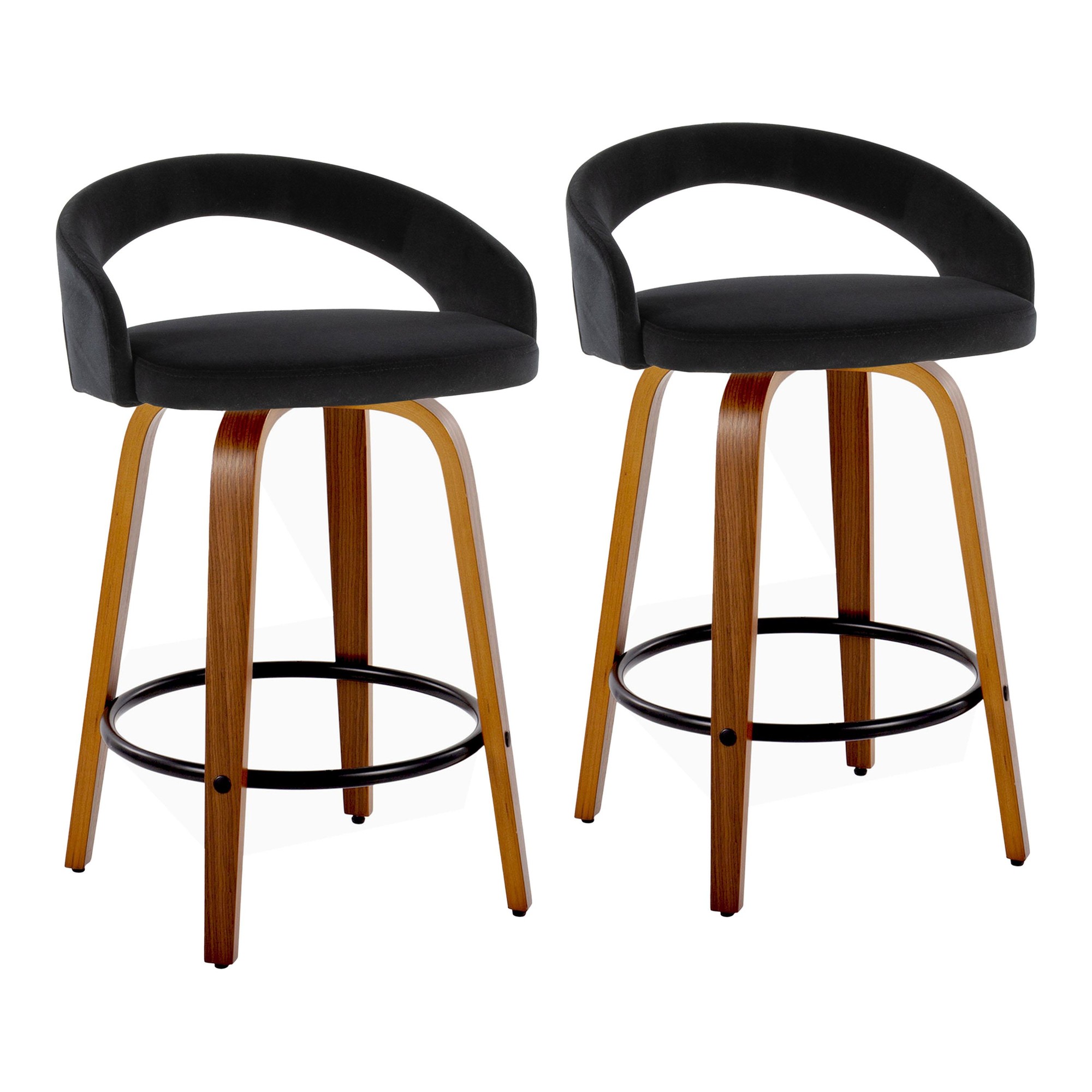Grotto-Walnut-Wood-Black-Velvet-Contemporary-Counter-Stool-Set-of-2-2