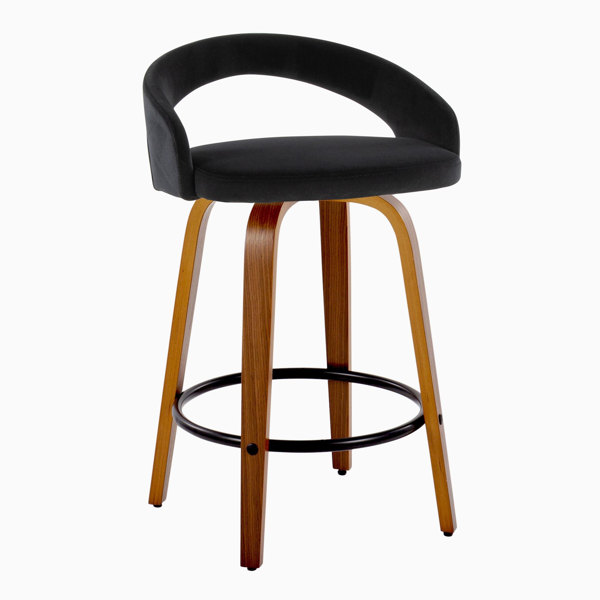 Grotto-Walnut-Wood-Black-Velvet-Contemporary-Counter-Stool-Set-of-2-3