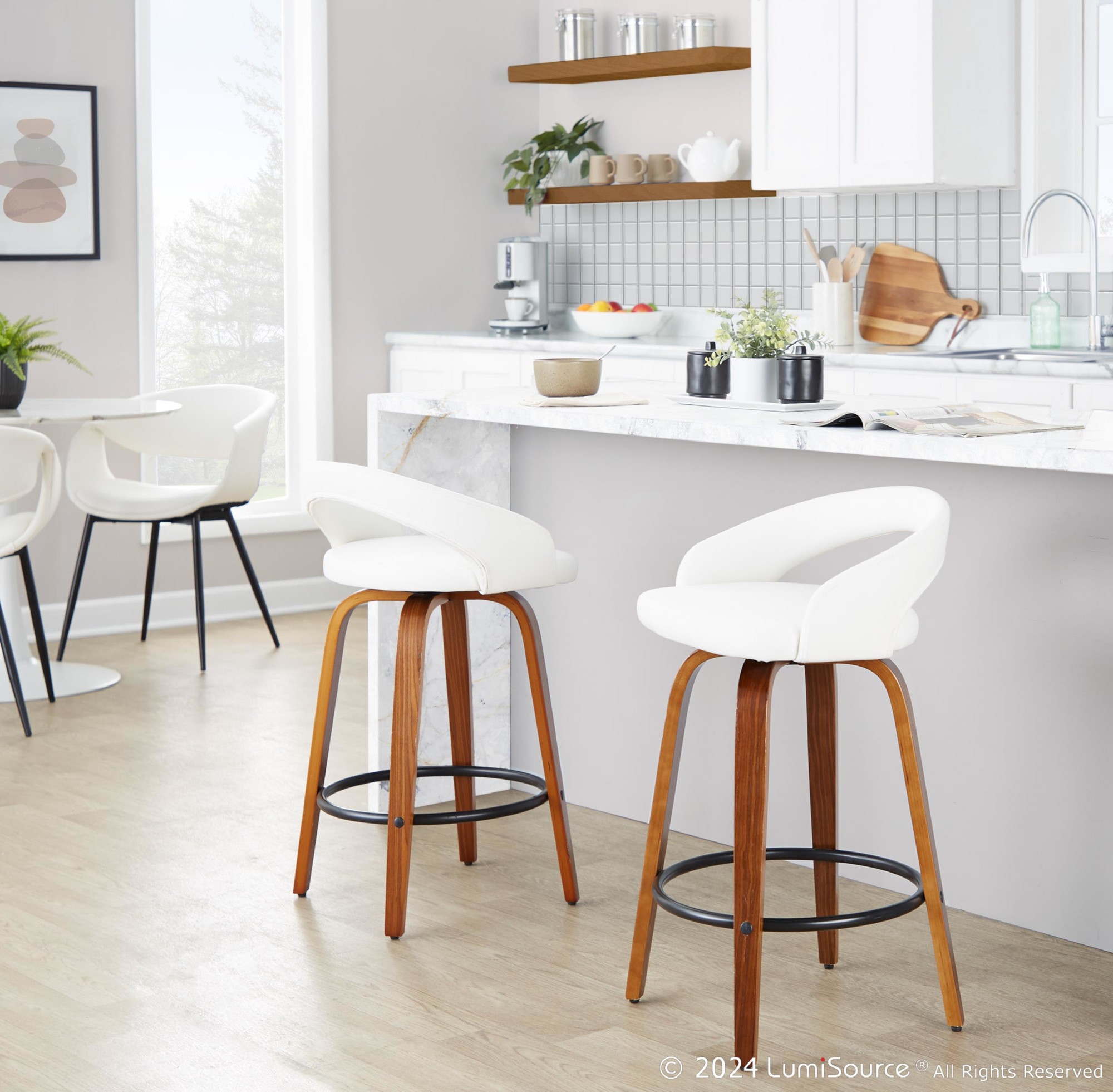 Grotto-White-Faux-Leather-Walnut-26-Inch-Contemporary-Stools-Set-of-2