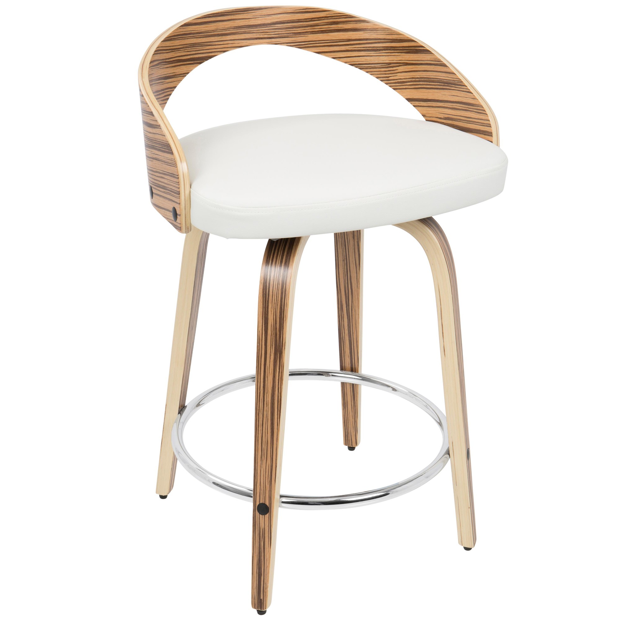 Grotto-Zebra-Wood-White-Swivel-Mid-Century-Modern-Counter-Stools-Set-of-2-2