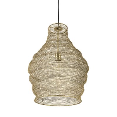 Halycon-16.0L-x-16.0W-x-20.0H-Gold-Mesh-and-Iron-Pendant-Light