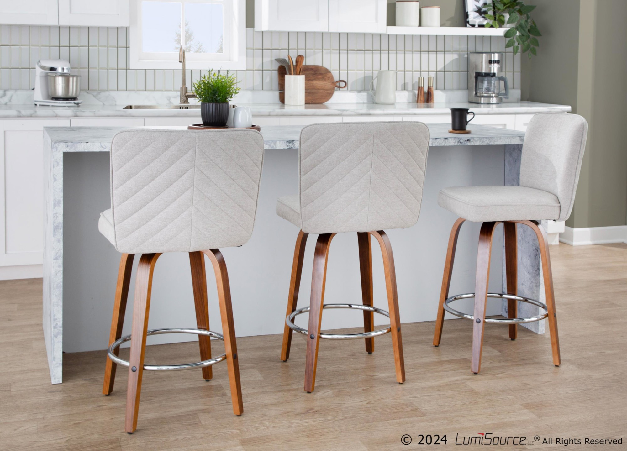 Henry-26-Inch-Contemporary-Walnut-and-Beige-Swivel-Stools-Set-of-2-1