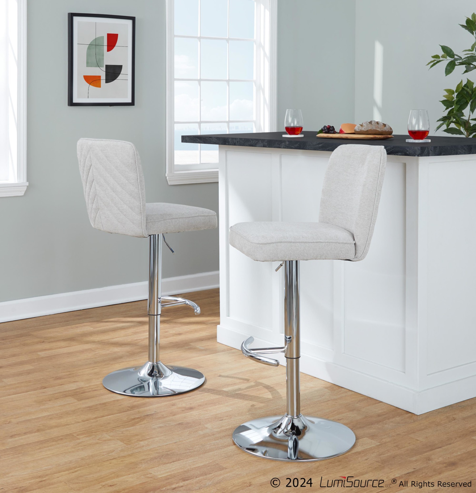 Henry-Chrome-Beige-Contemporary-Adjustable-Swivel-Barstool-Set-of-2