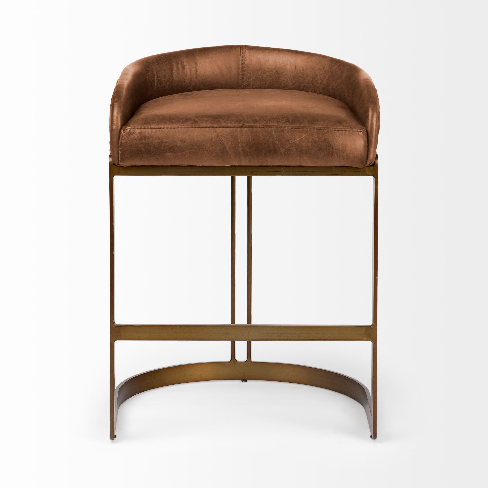Hollyfield-II-Brown-Leather-Seat-Gold-Metal-Base-Stool-1