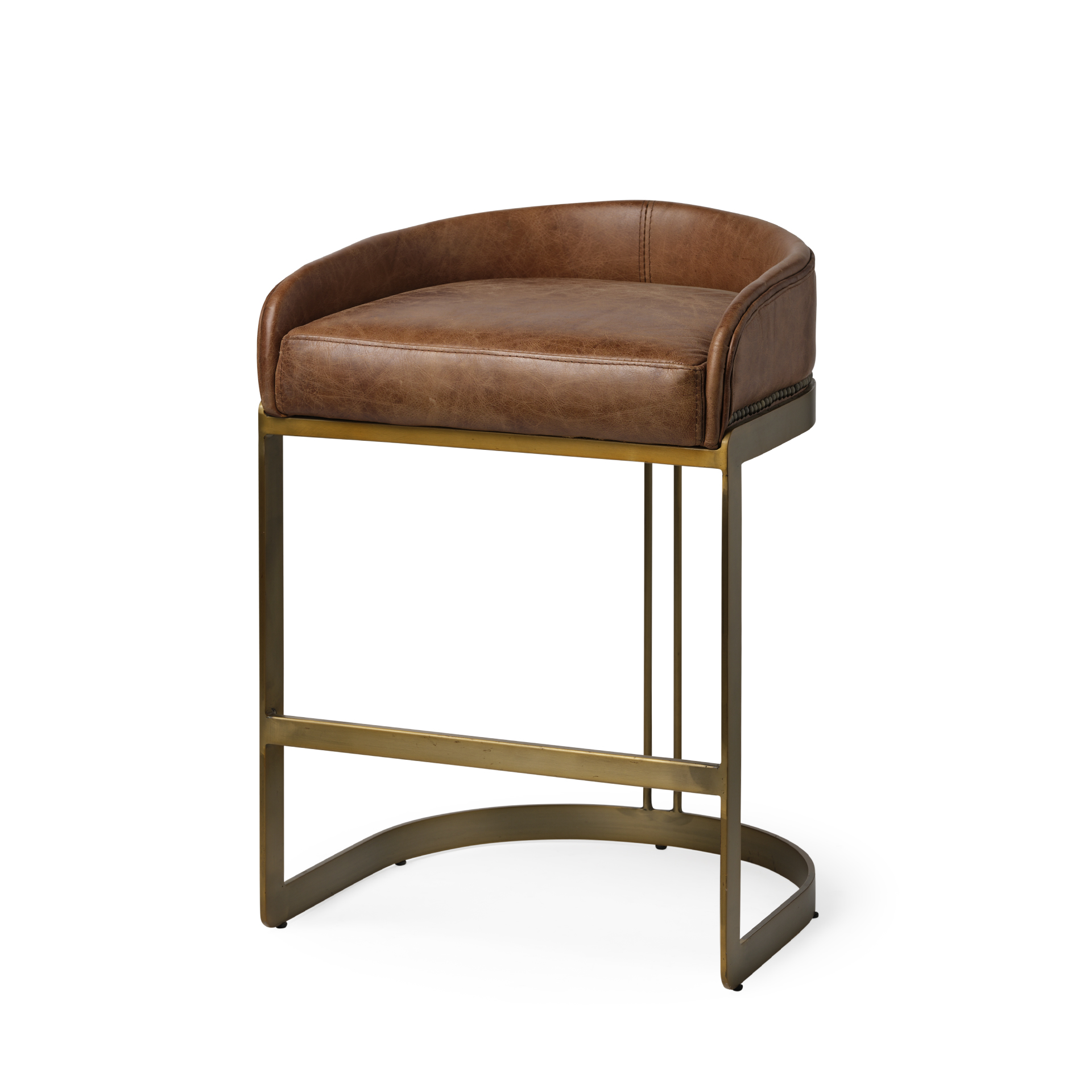Hollyfield-II-Brown-Leather-Seat-Gold-Metal-Base-Stool