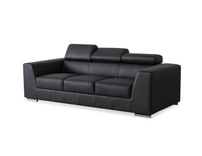 ICON-Black-Leather-Sofa-Adjustable-Headrests-Polished-Steel-Legs