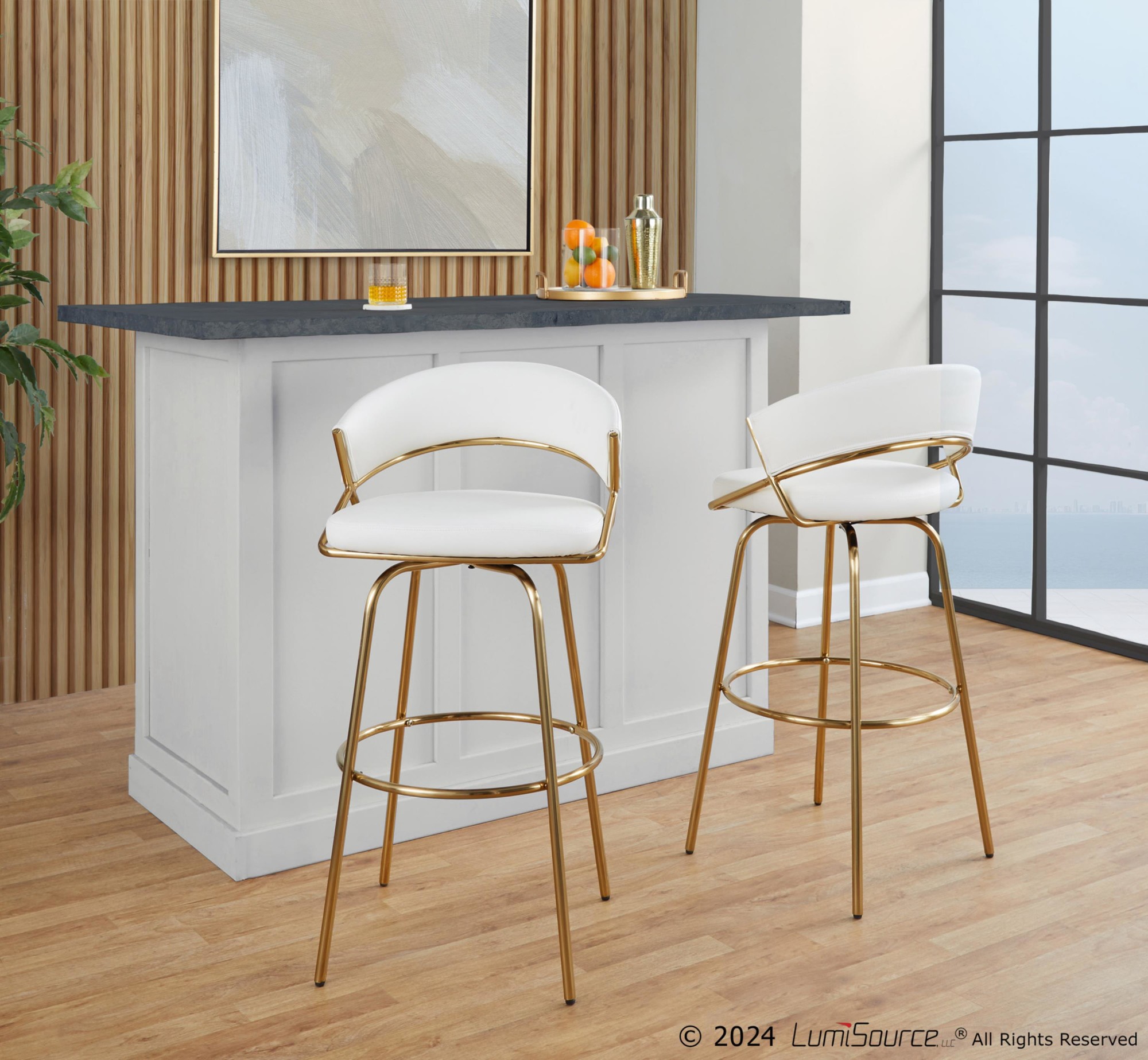 Jie-30-Inch-Gold-Contemporary-Swivel-Barstool-White-Faux-Leather-Set-of-2-1