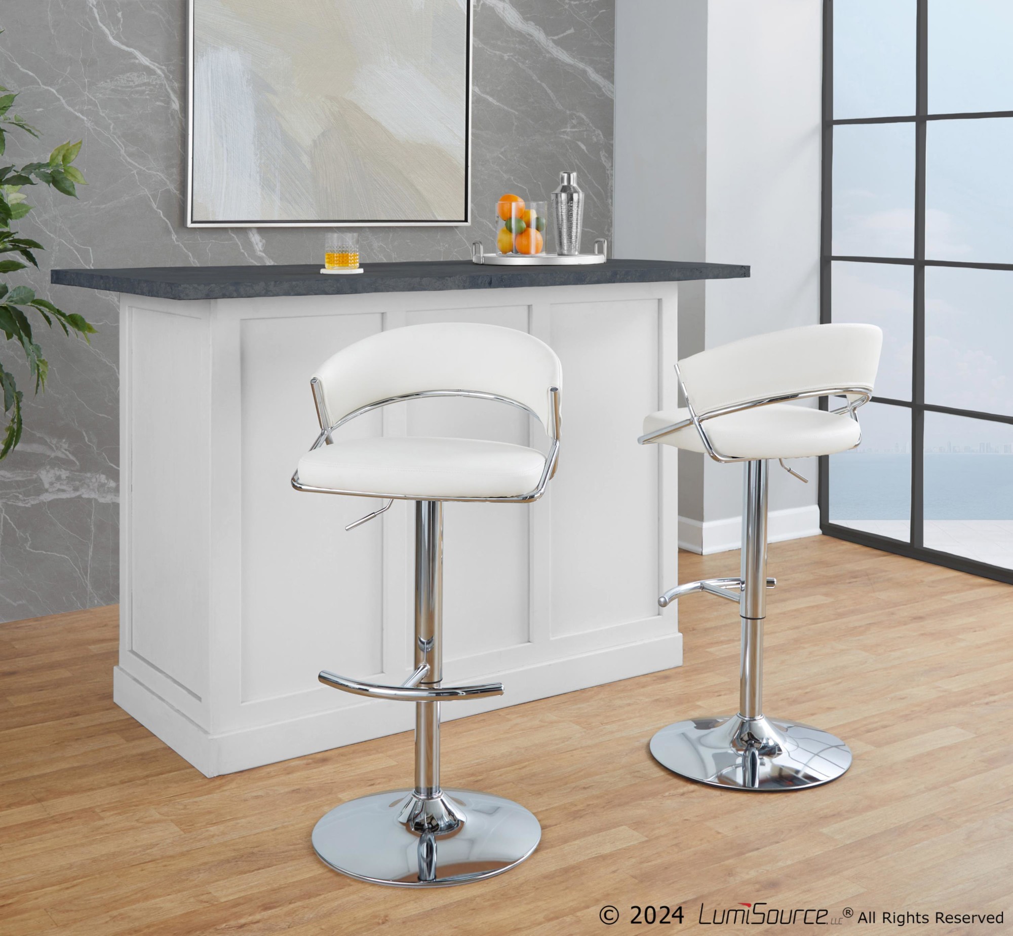 Jie-Chrome-and-White-Contemporary-Swivel-Barstools-Set-of-2-1
