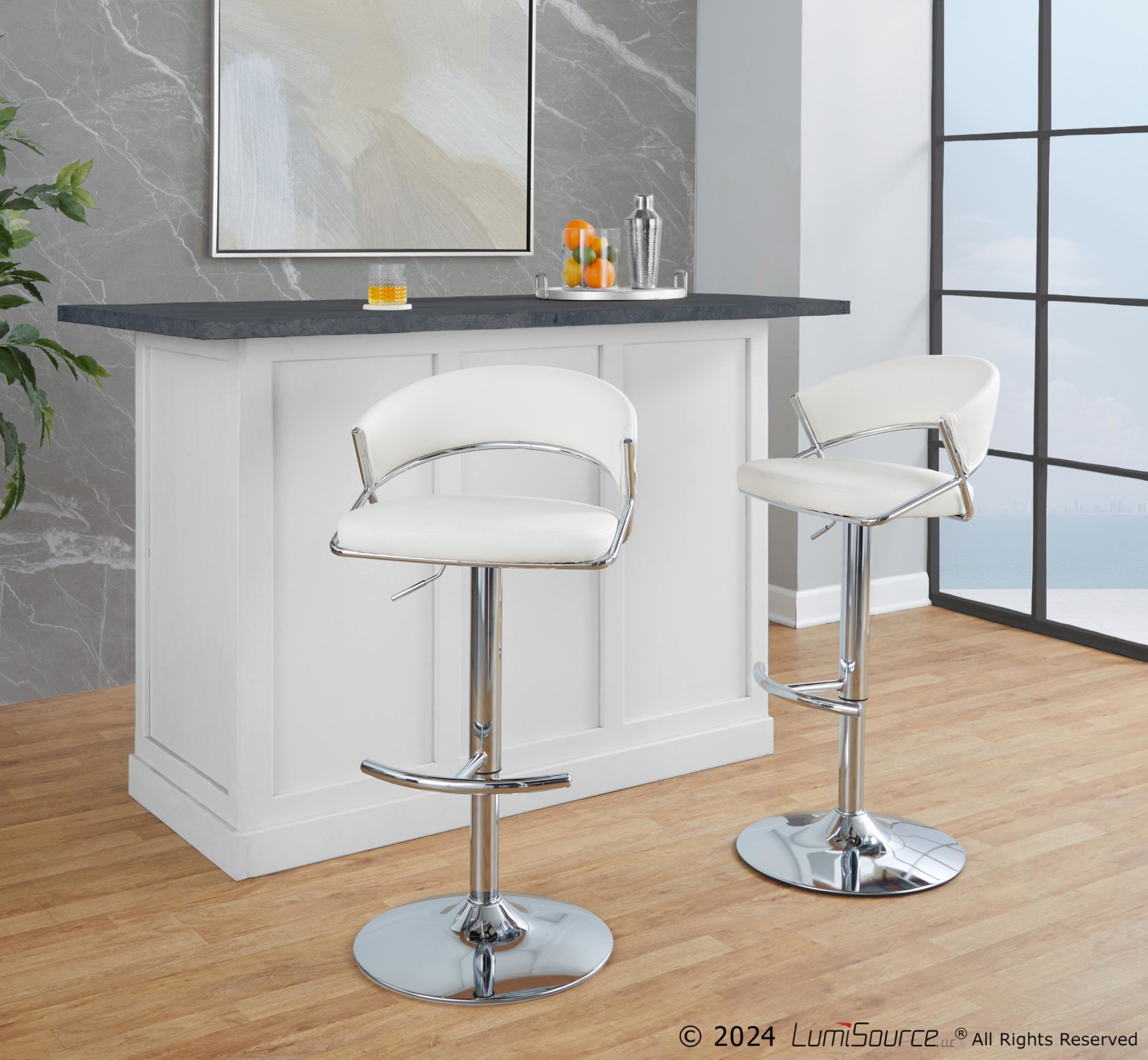 Jie-Chrome-and-White-Contemporary-Swivel-Barstools-Set-of-2