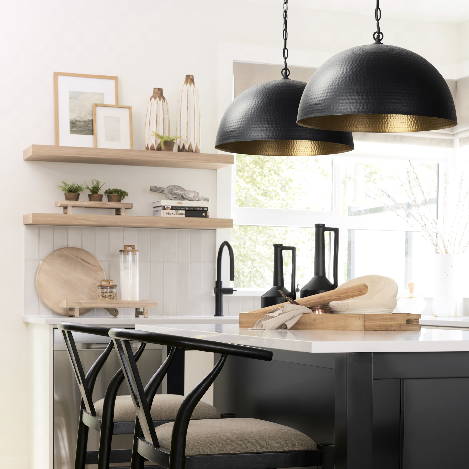 Karina-24-Round-Matte-Black-Hammered-Metal-Dome-Pendant-Light-1