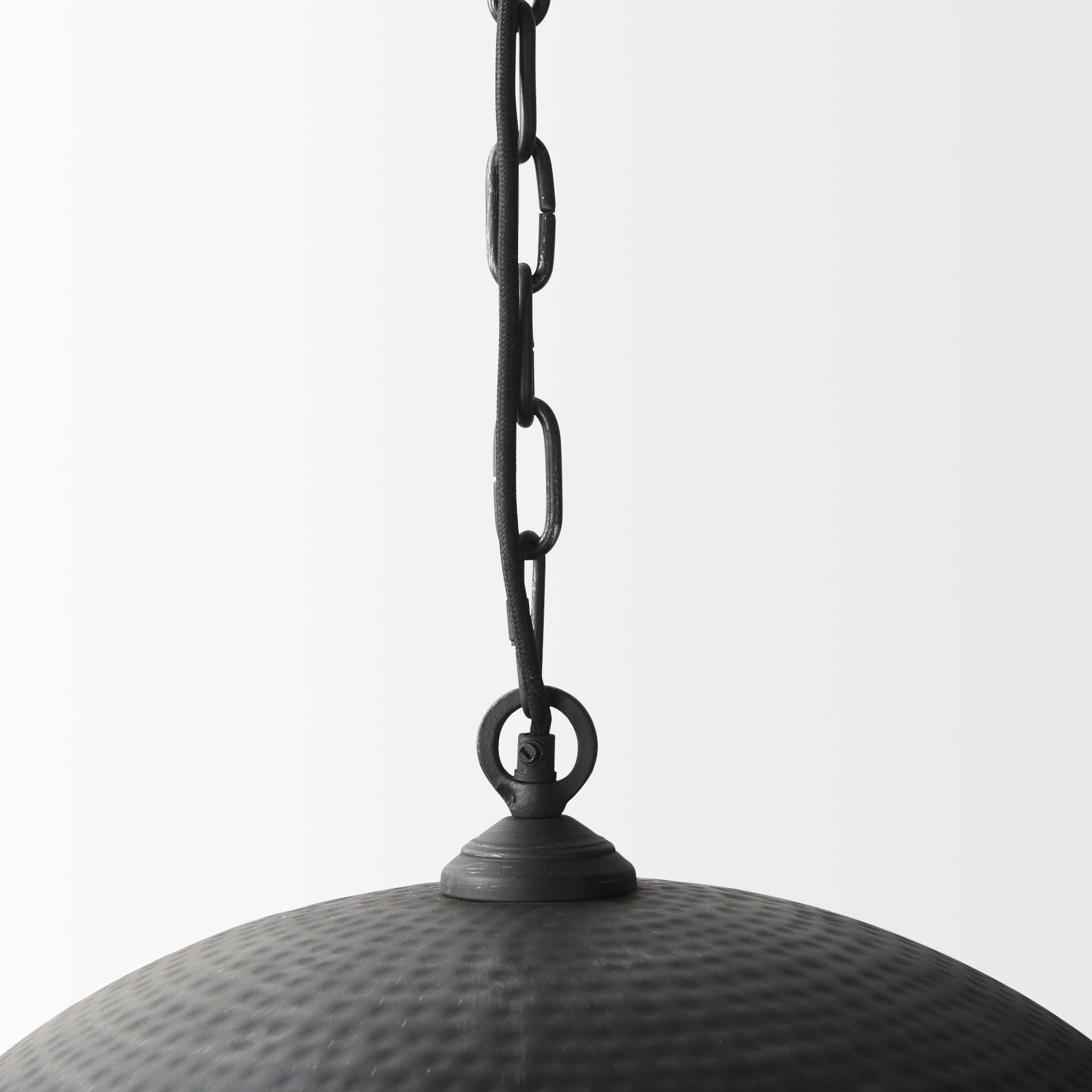Karina-24-Round-Matte-Black-Hammered-Metal-Dome-Pendant-Light-6