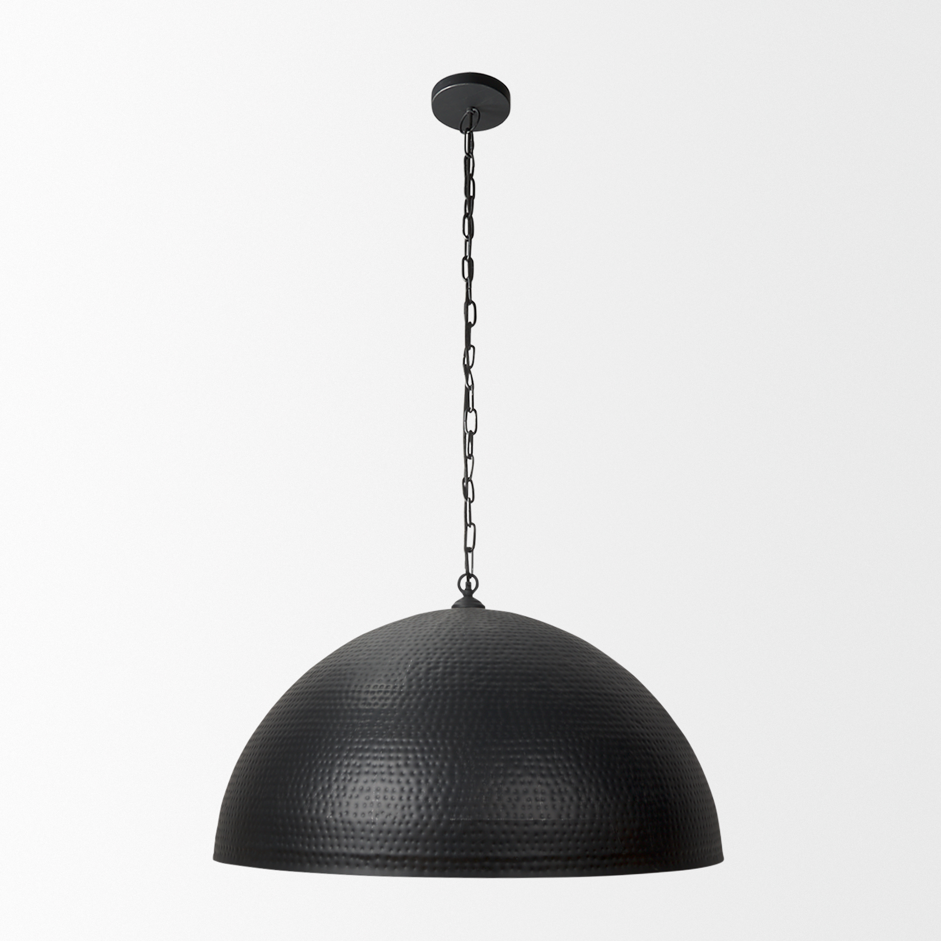 Karina-36-Round-Matte-Black-Hammered-Metal-Dome-Pendant-Light-2