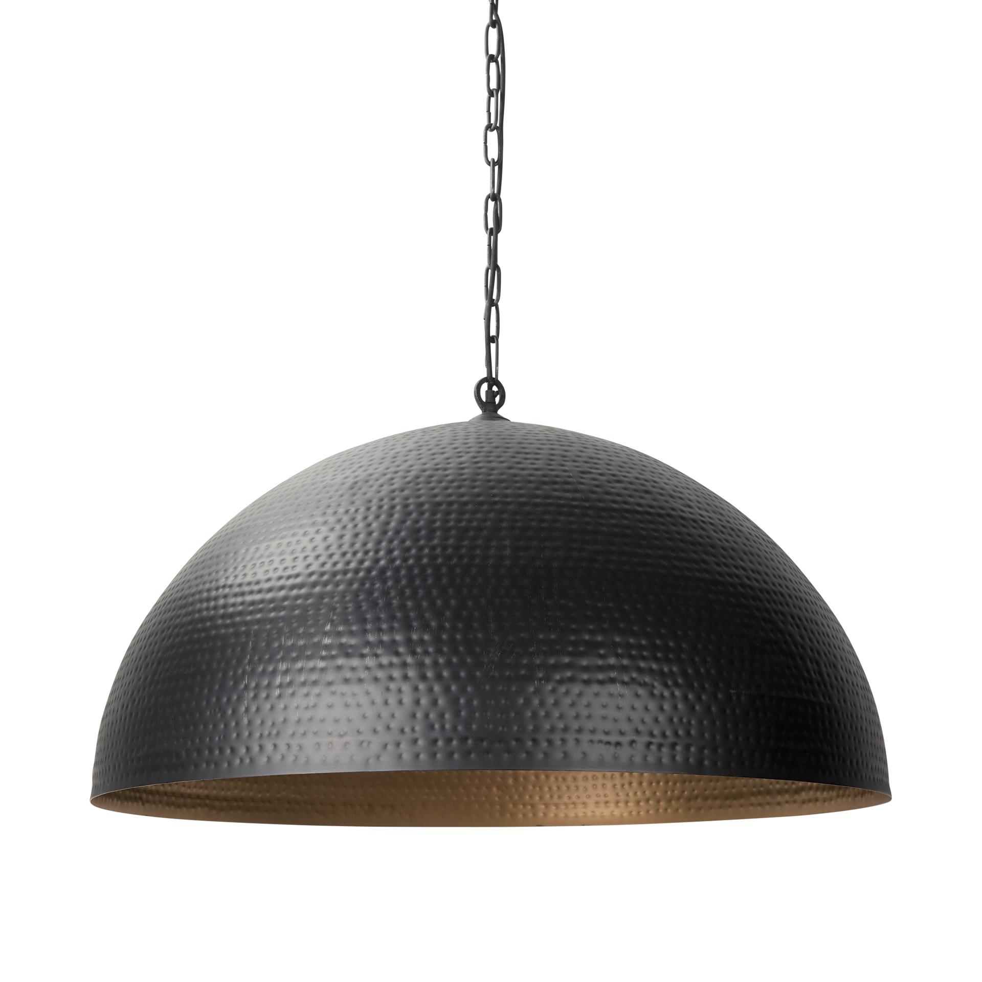 Karina-36-Round-Matte-Black-Hammered-Metal-Dome-Pendant-Light