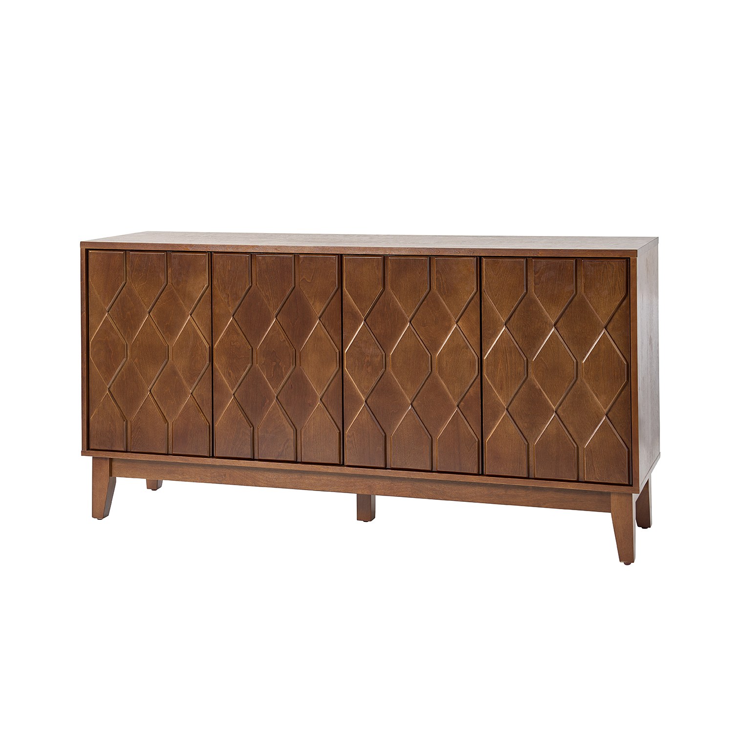 Lincoln-Walnut-Mid-Century-Modern-4-Door-Geometric-Sideboard-1