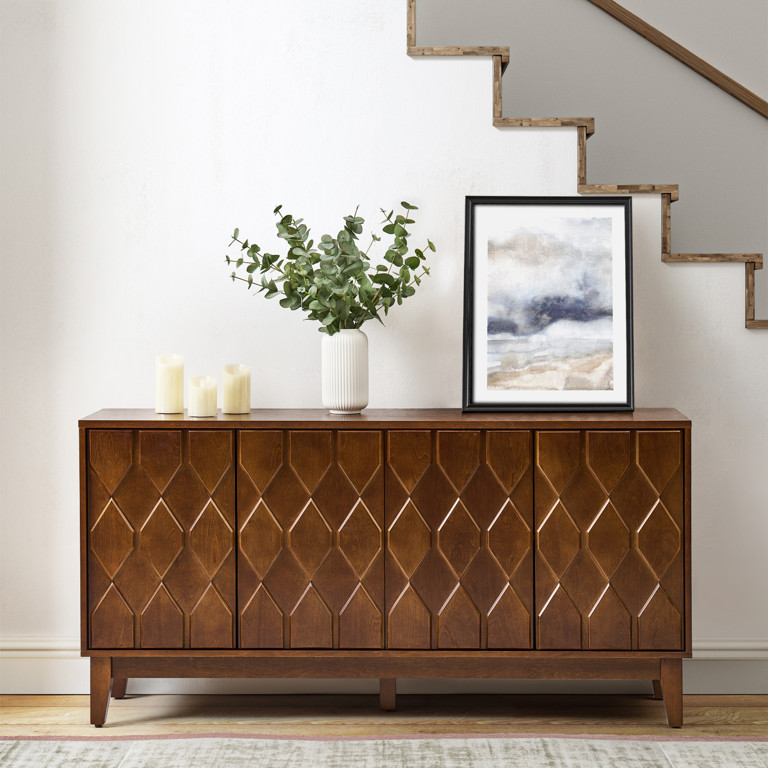 Lincoln-Walnut-Mid-Century-Modern-4-Door-Geometric-Sideboard