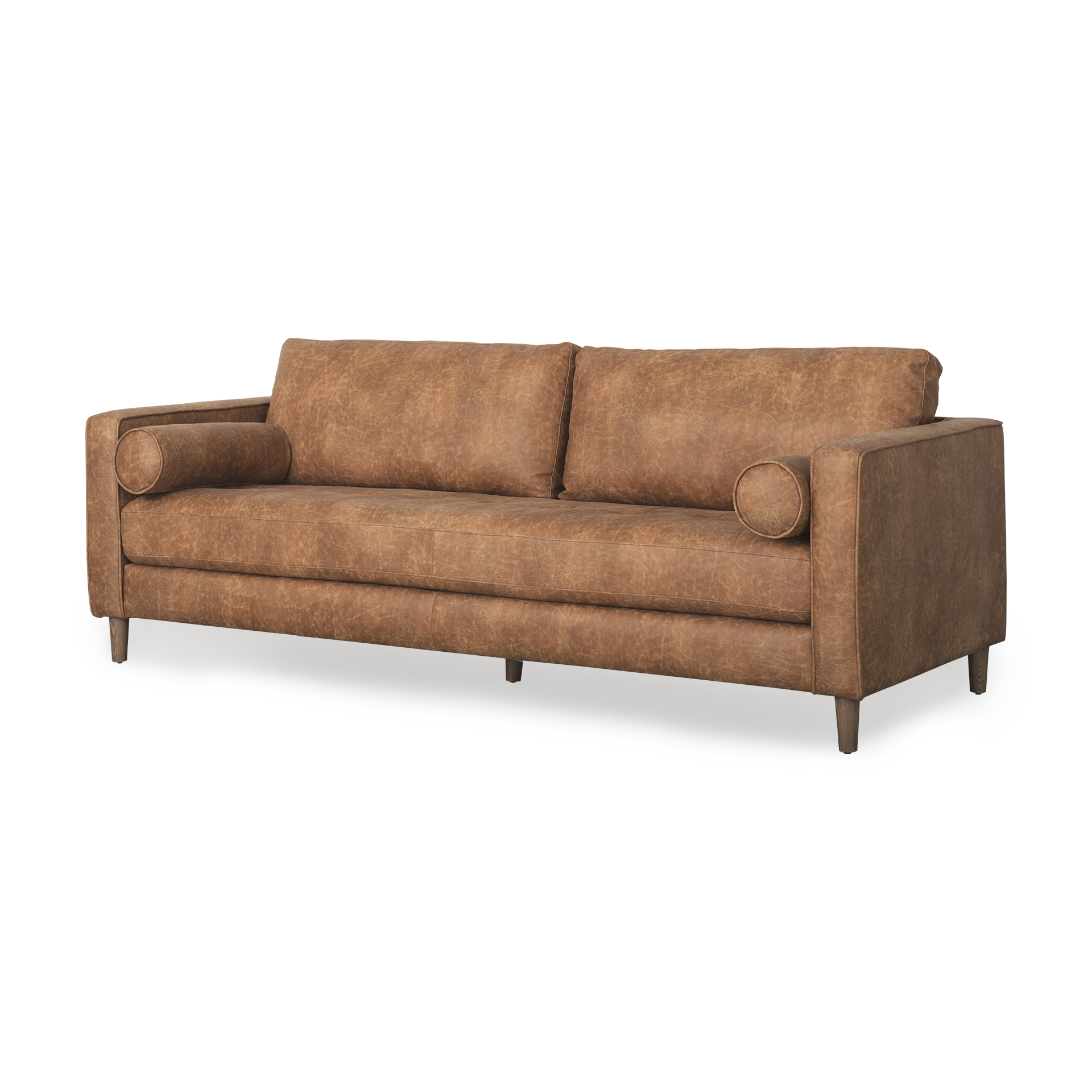 Loretta-88.0L-x-36.2W-x-33.9H-Cognac-Brown-Faux-Leather-Three-Seater-Sofa-with-Two-Bolster-Cushions