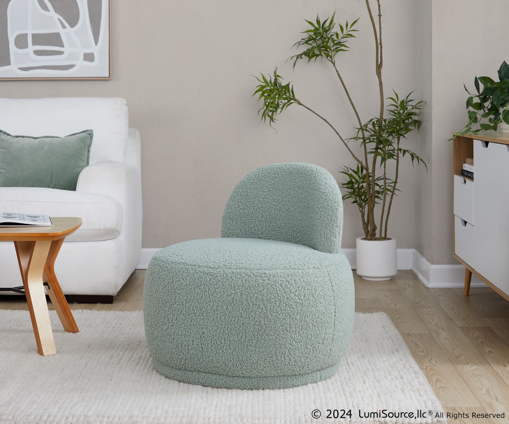 LumiSource-Kimi-Green-Sherpa-Contemporary-Accent-Chair