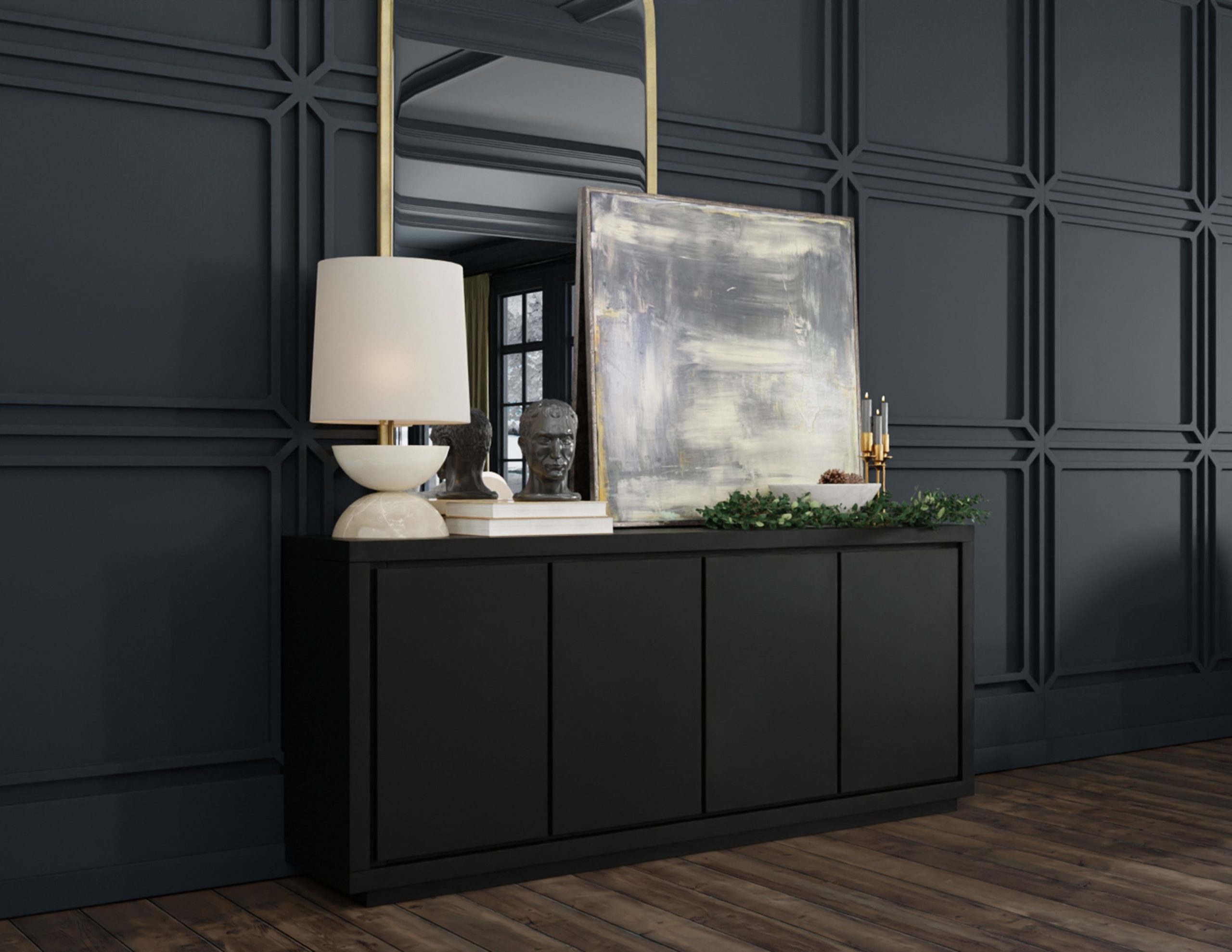 MAZE-Matte-Black-4-Door-Buffet-5