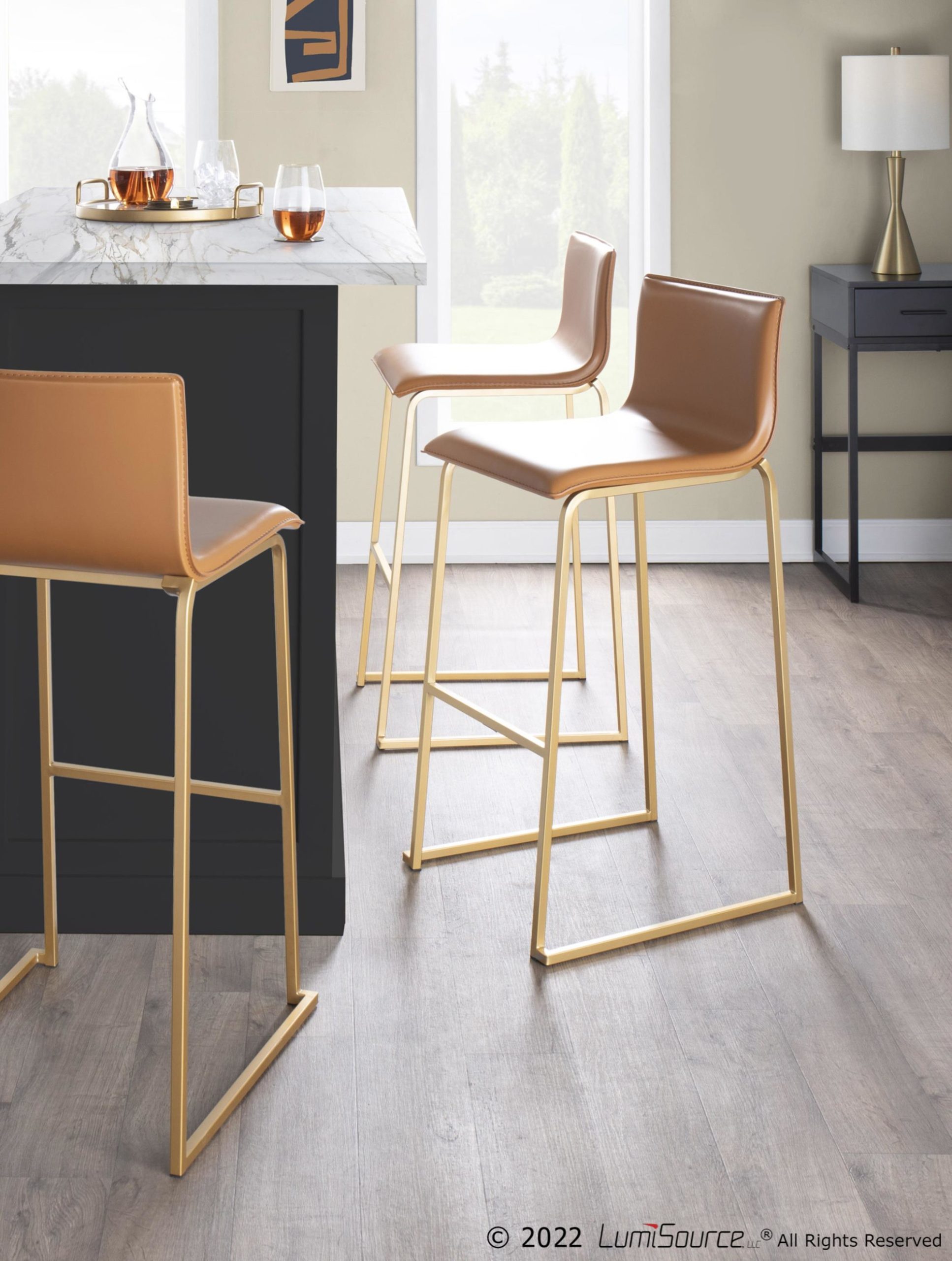 Mara-Contemporary-Gold-and-Camel-Faux-Leather-Barstools-Set-of-2