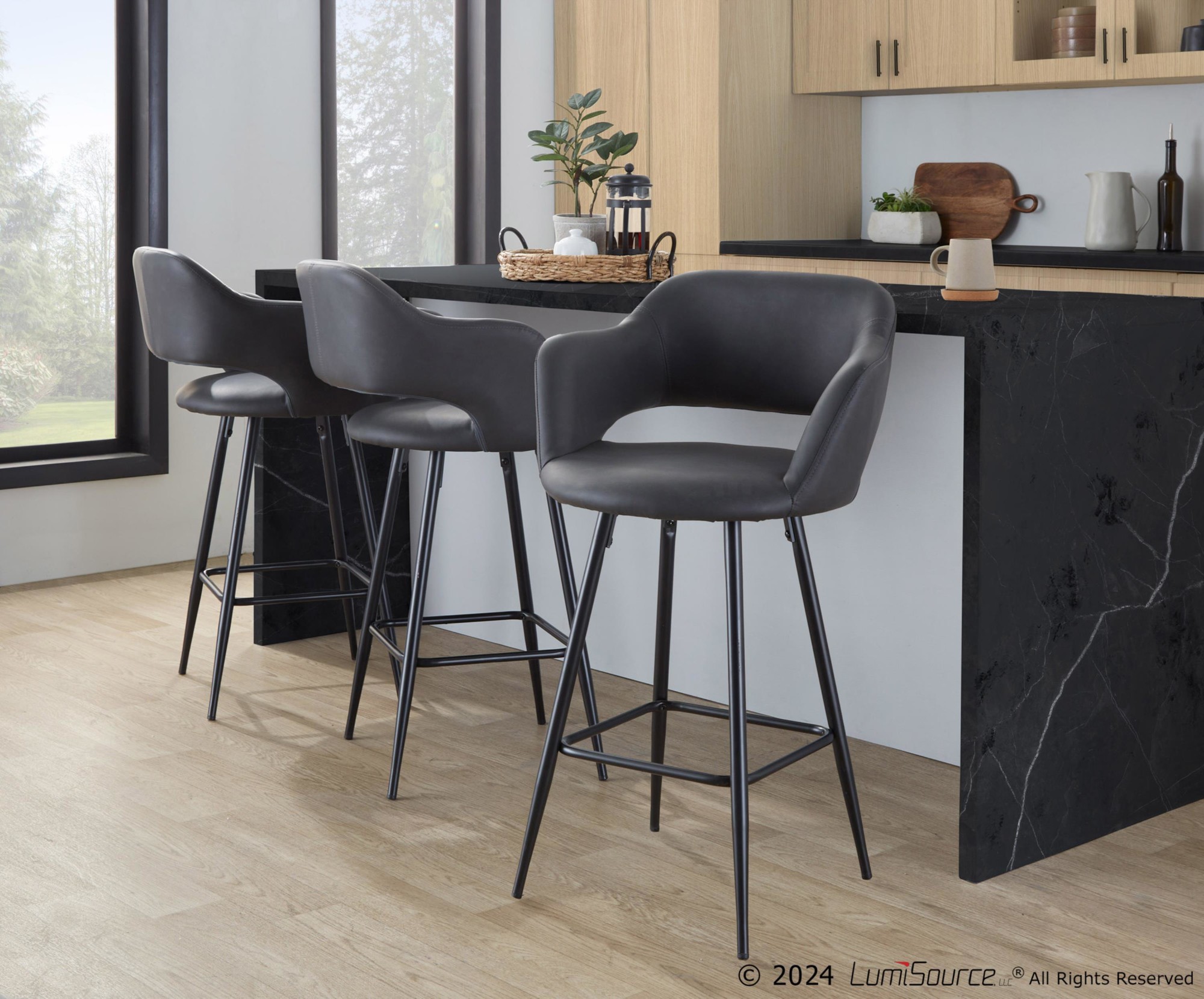Margarite-26-Inch-Black-Metal-Grey-Faux-Leather-Contemporary-Counter-Stools-Set-of-2