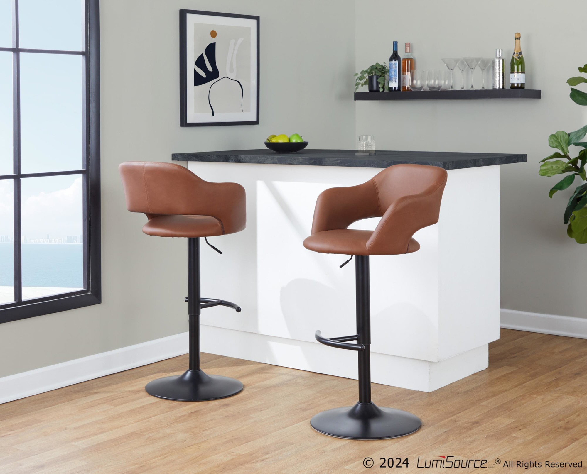 Margarite-Black-Metal-Brown-Faux-Leather-Barstools-Set-of-2