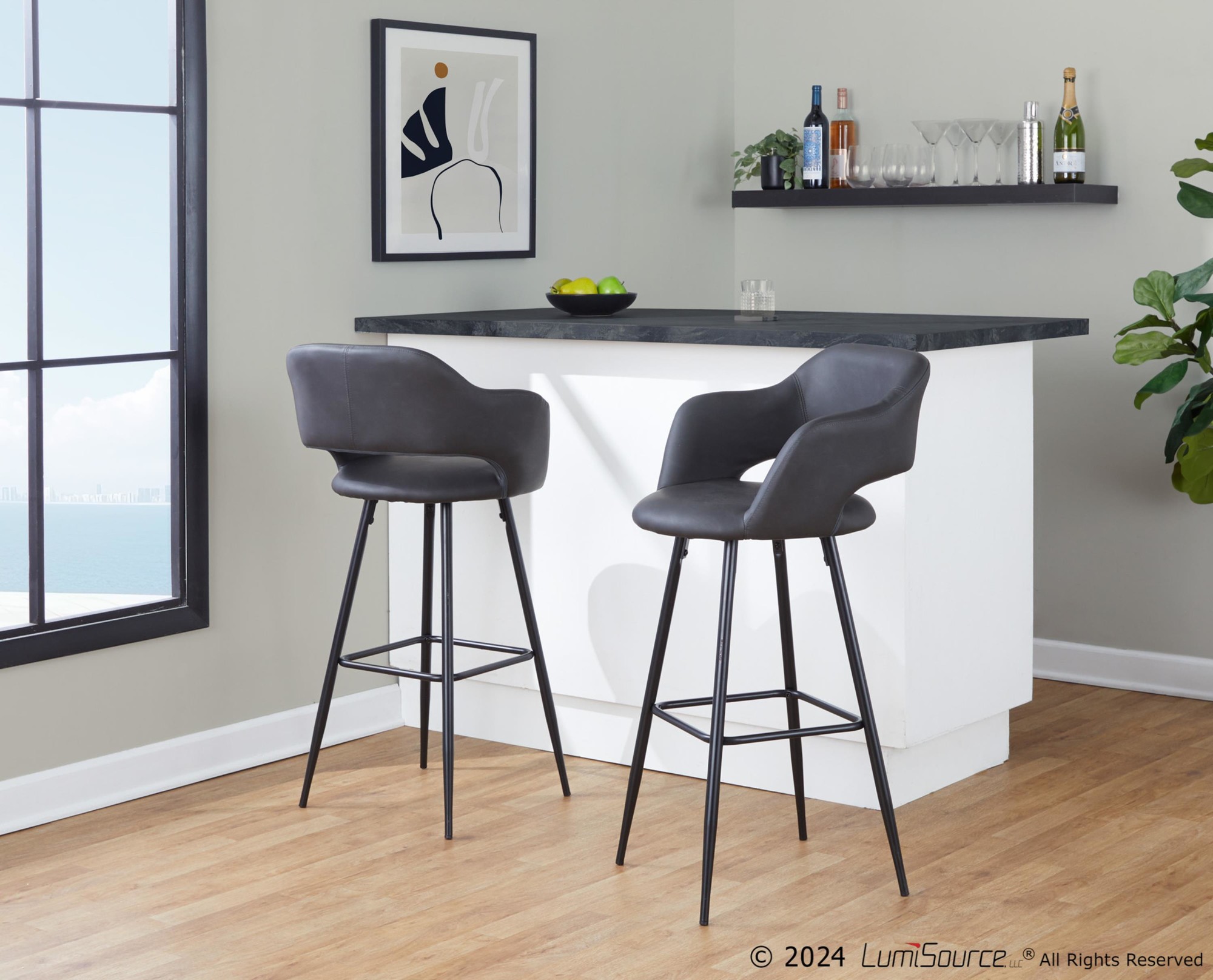 Margarite-Contemporary-Black-Metal-Grey-Faux-Leather-Barstools-Set-of-2