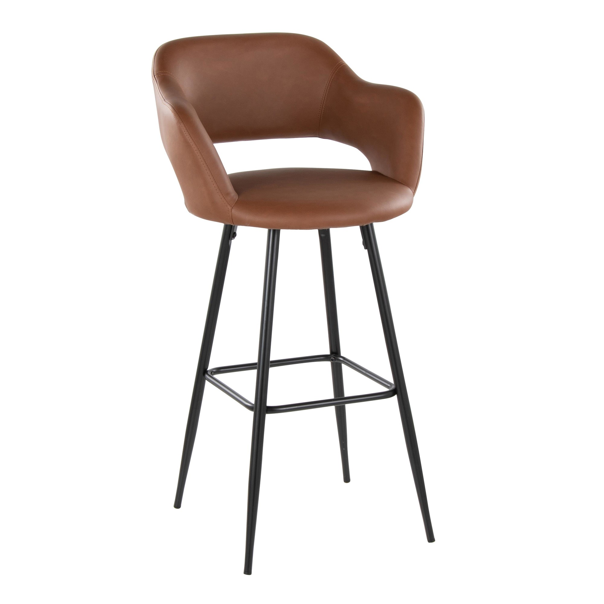 Margarite-Contemporary-Brown-Faux-Leather-Barstools-Black-Metal-Set-of-2-3