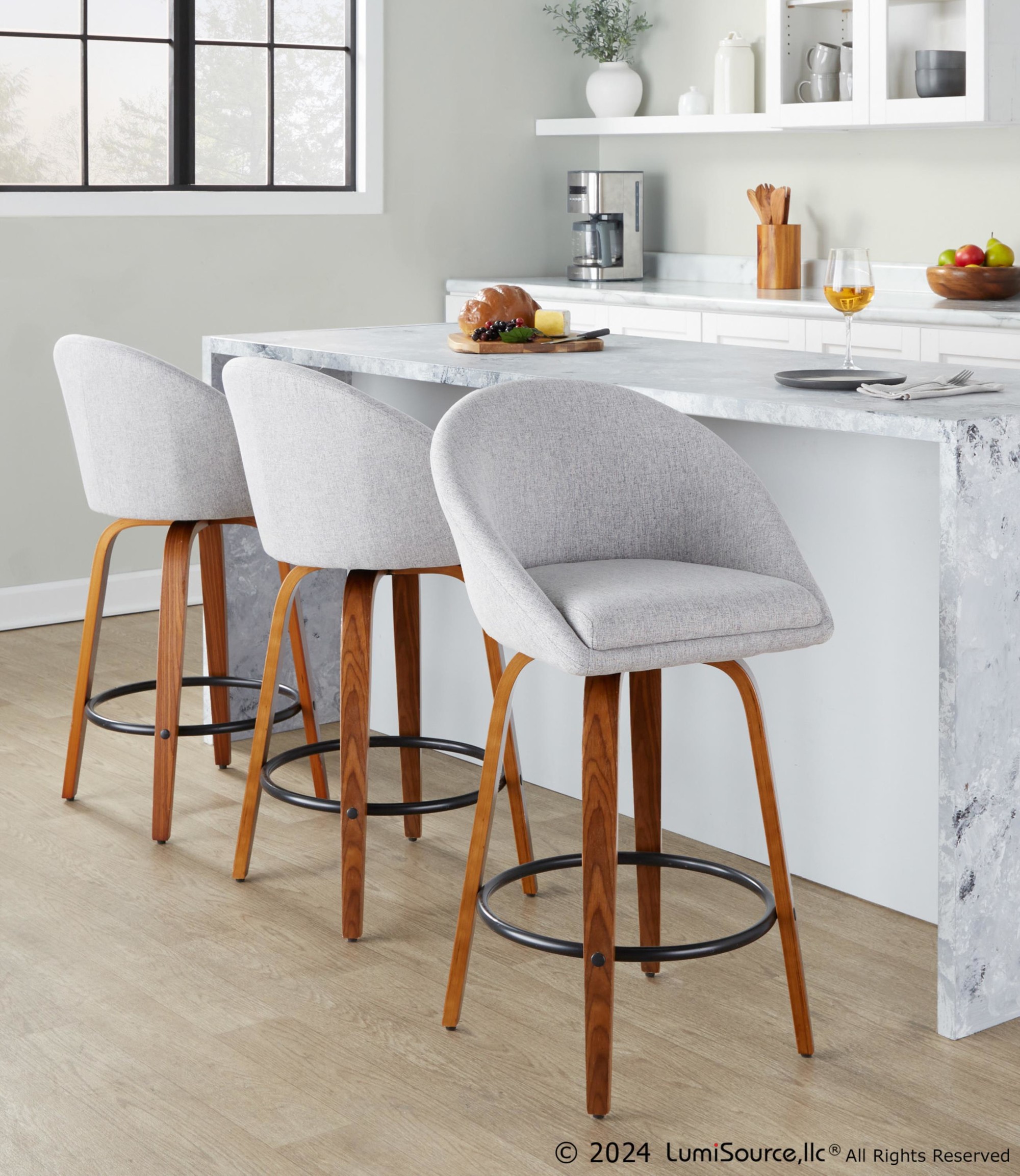 Matisse-Grey-Fabric-Walnut-Contemporary-26-Inch-Swivel-Stools-Set-of-2