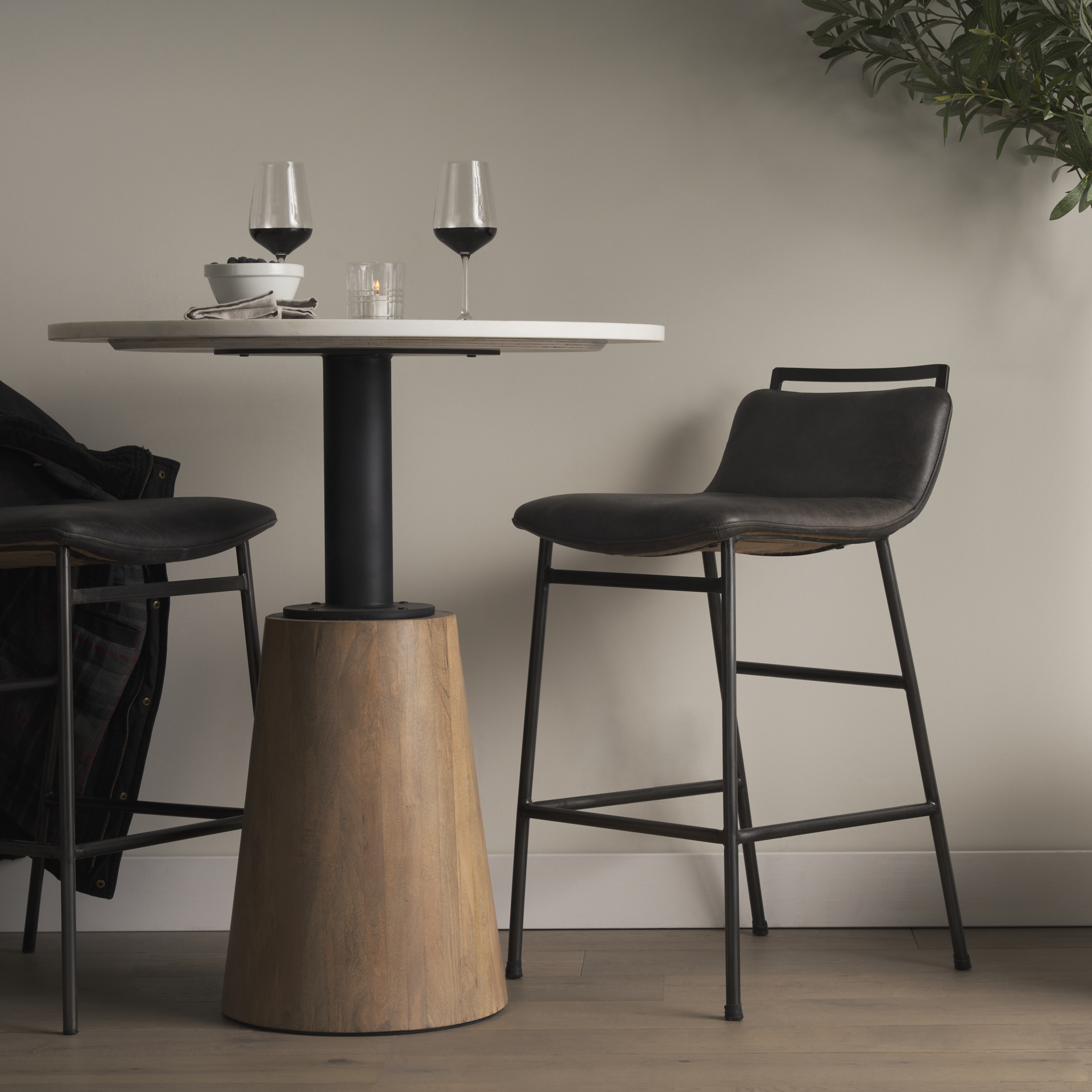 Maxwell-32-Round-White-Marble-Tabletop-w-Blonde-Wood-Black-Metal-Accent-Pedestal-Bistro-Table-1