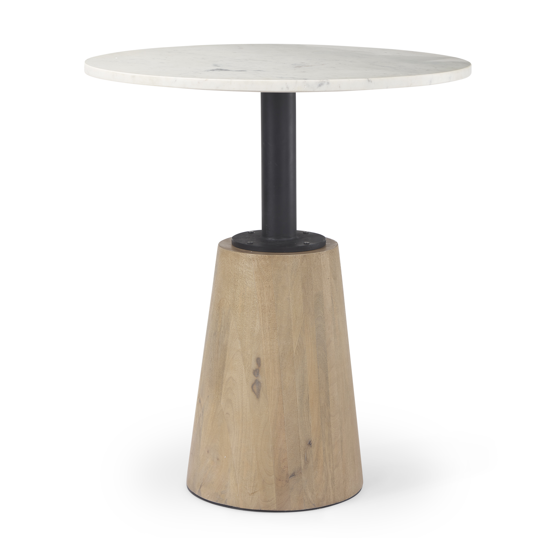 Maxwell-32-Round-White-Marble-Tabletop-w-Blonde-Wood-Black-Metal-Accent-Pedestal-Bistro-Table