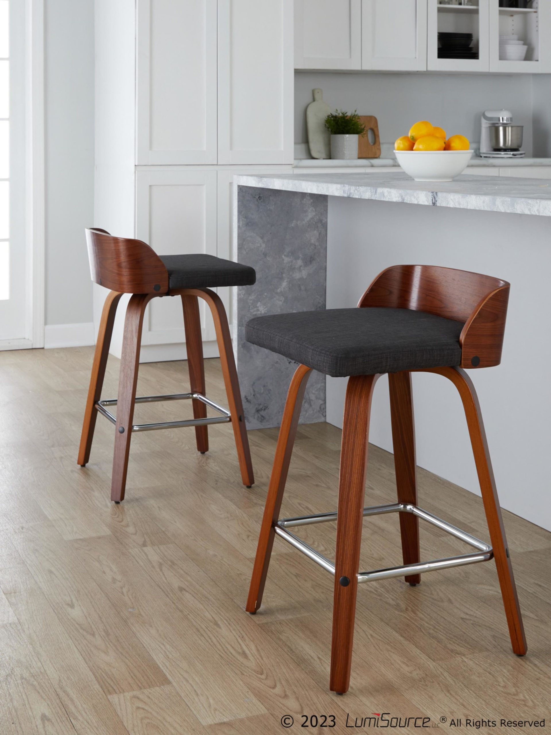Maya-26-Inch-Mid-Century-Modern-Walnut-and-Charcoal-Swivel-Stools-Set-of-2