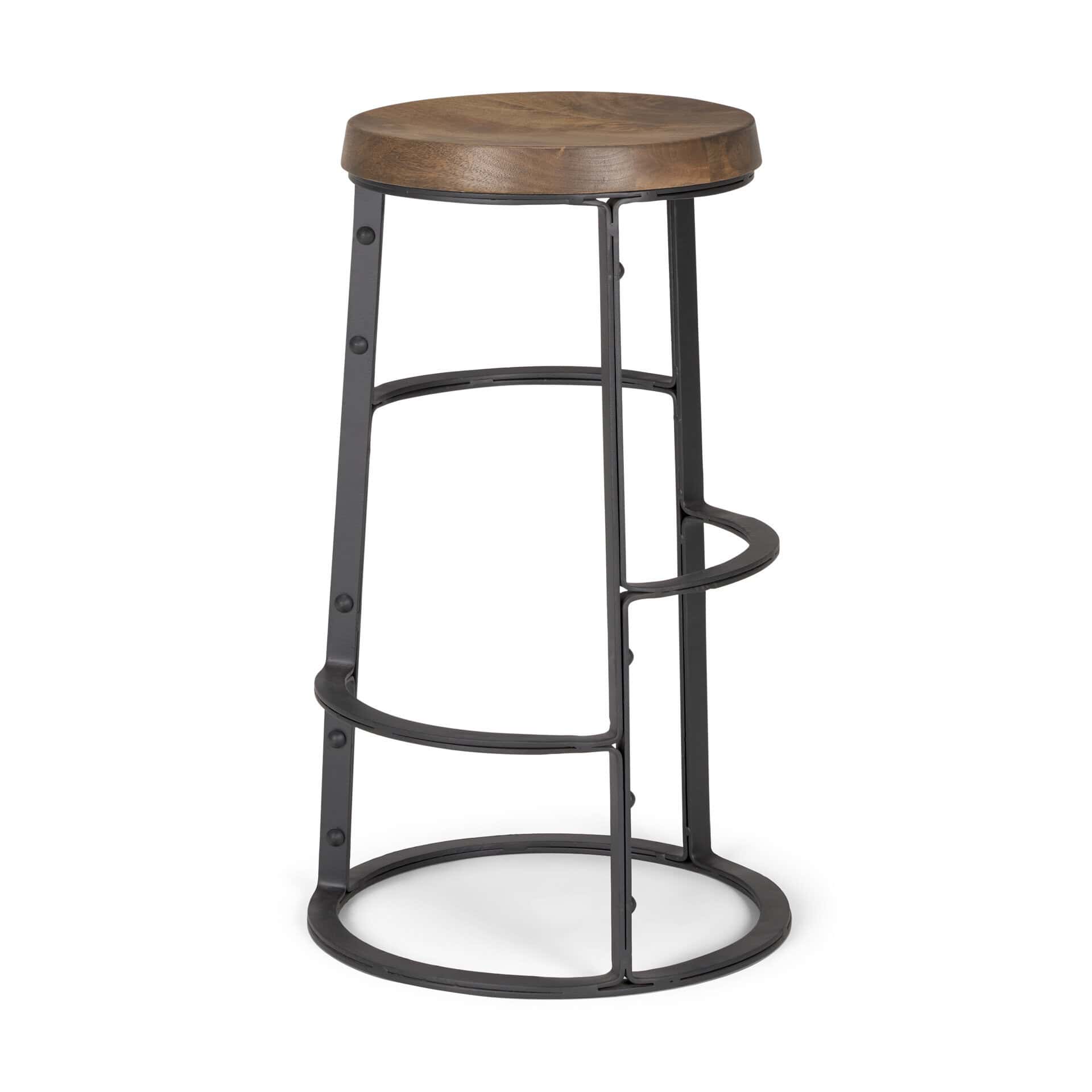 Neo-26.3-Seat-Height-Brown-Wood-Seat-Black-Metal-Frame-Stool